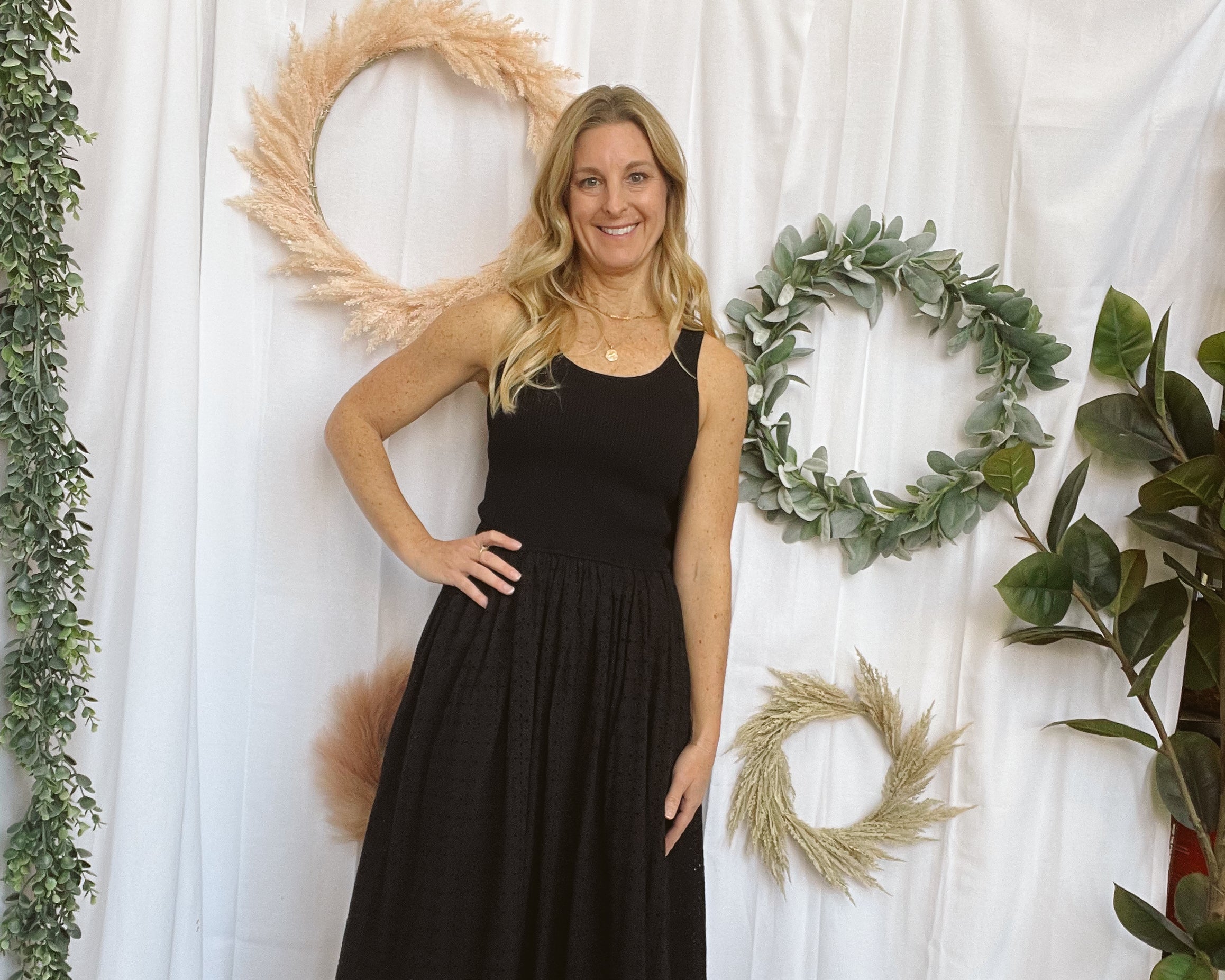 Elan Combo Long Dress- Black-Dresses-elan-The Silo Boutique, Women's Fashion Boutique Located in Warren and Grand Forks North Dakota