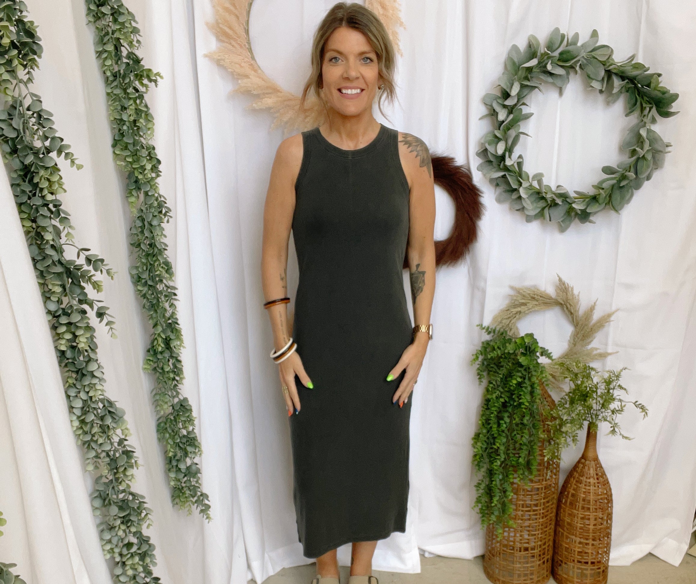 Be Cool Ribbed Dress-Charcoal-Dresses-be cool-The Silo Boutique, Women's Fashion Boutique Located in Warren and Grand Forks North Dakota