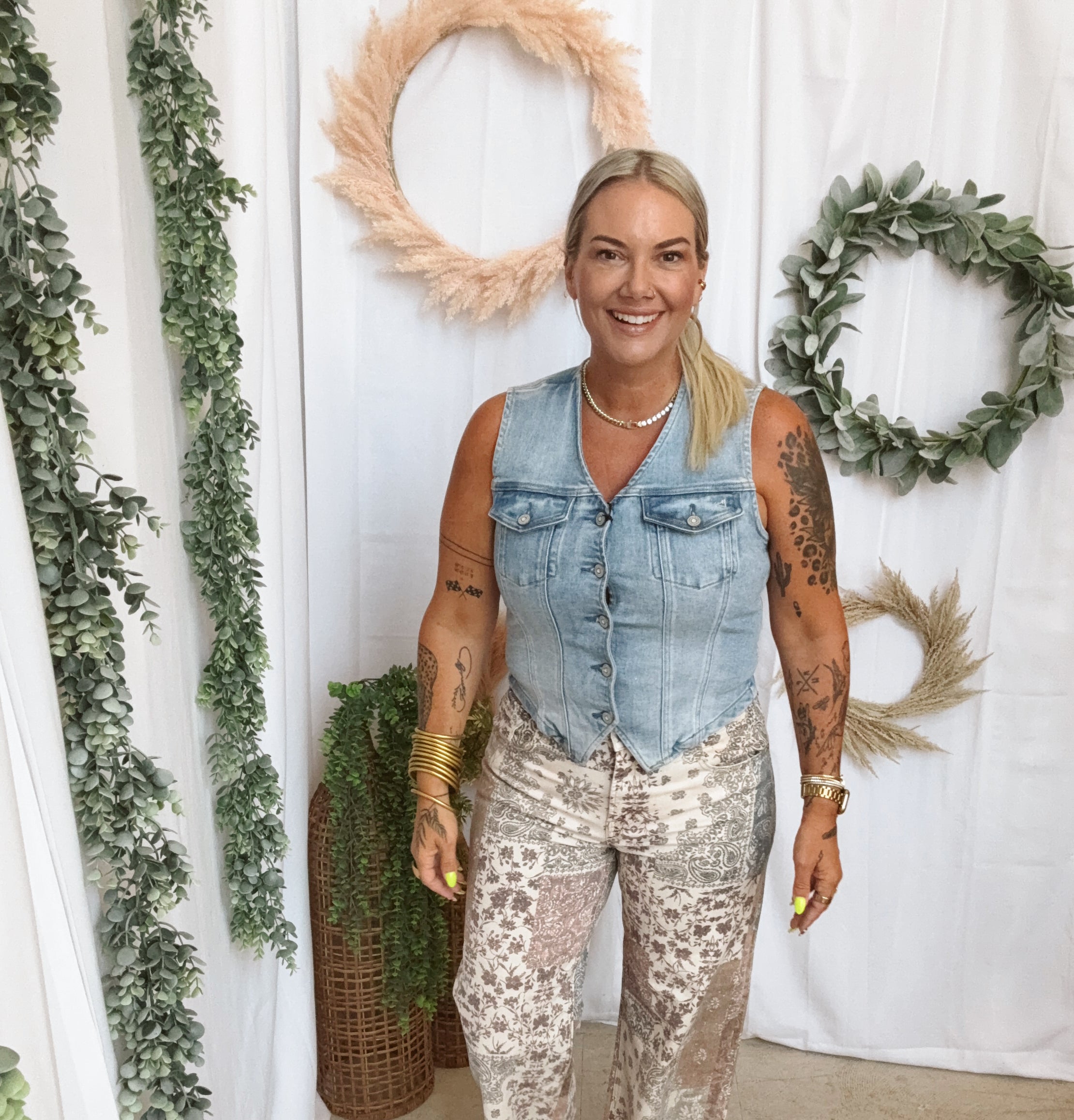 Risen Wide Leg Earth Block Jeans-Jeans-risen-The Silo Boutique, Women's Fashion Boutique Located in Warren and Grand Forks North Dakota
