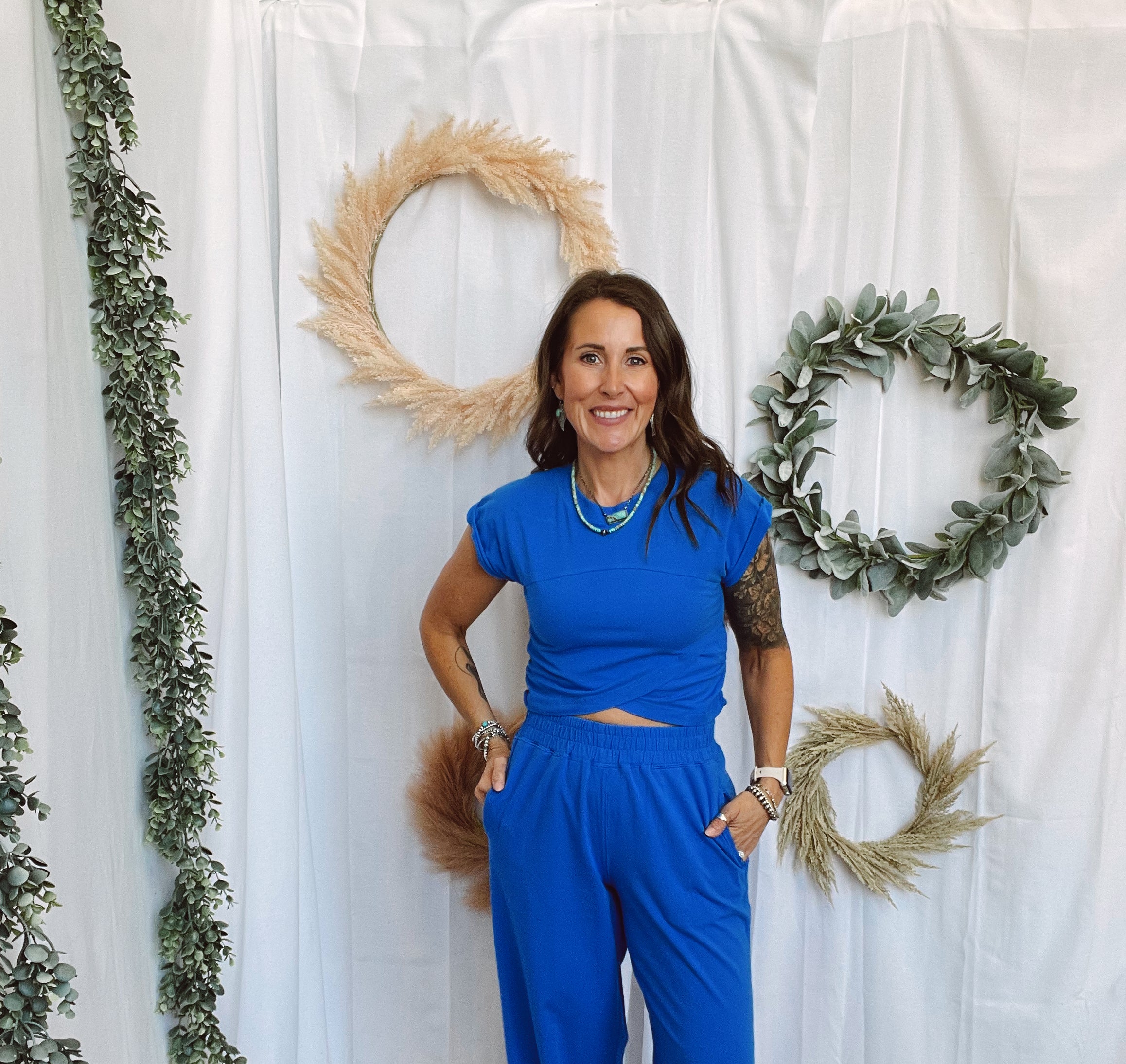 Rae Crossover Set-Blue-Outfit Sets-rae mode-The Silo Boutique, Women's Fashion Boutique Located in Warren and Grand Forks North Dakota