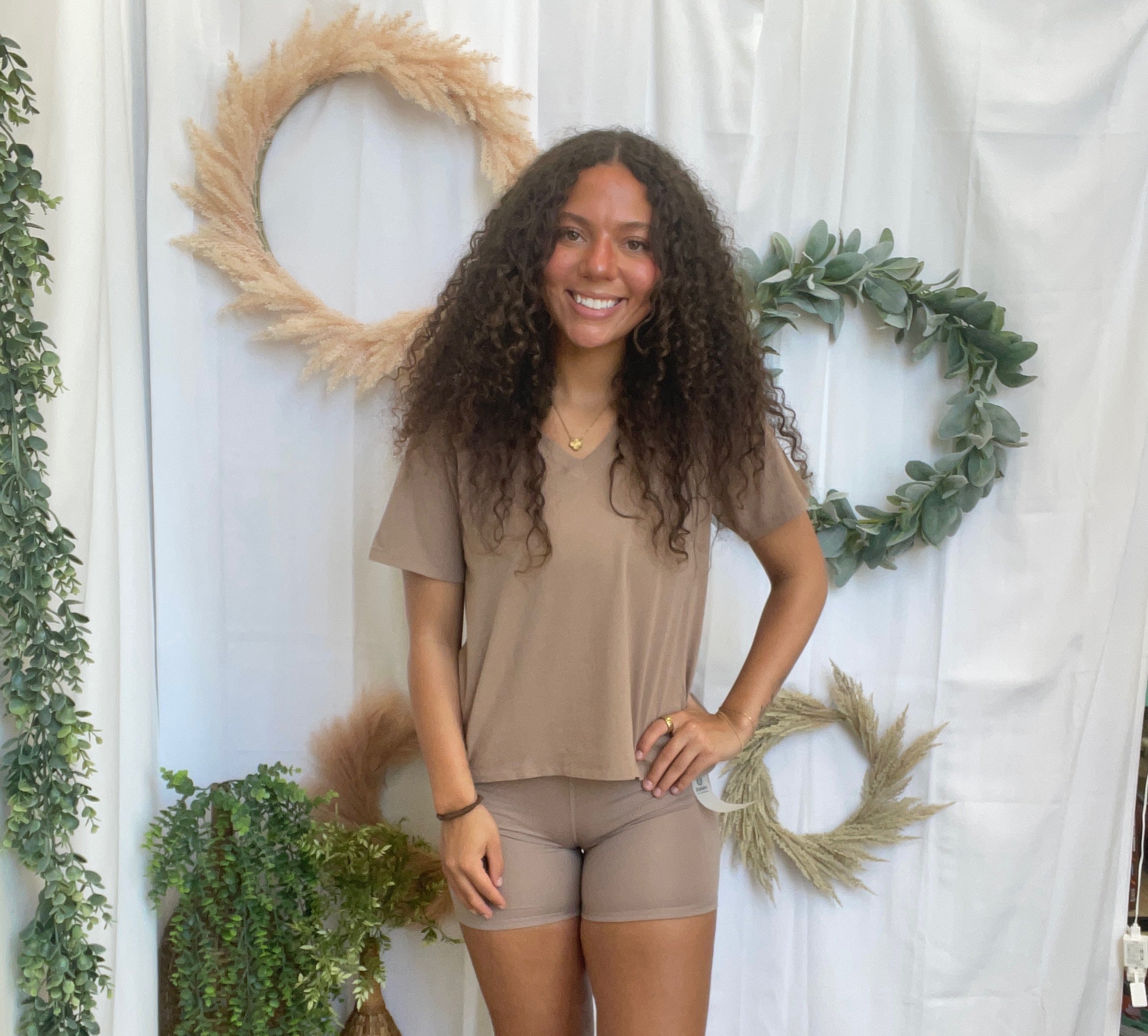 Mono B Venice Biker Short-Taupe-Shorts-mono b-The Silo Boutique, Women's Fashion Boutique Located in Warren and Grand Forks North Dakota