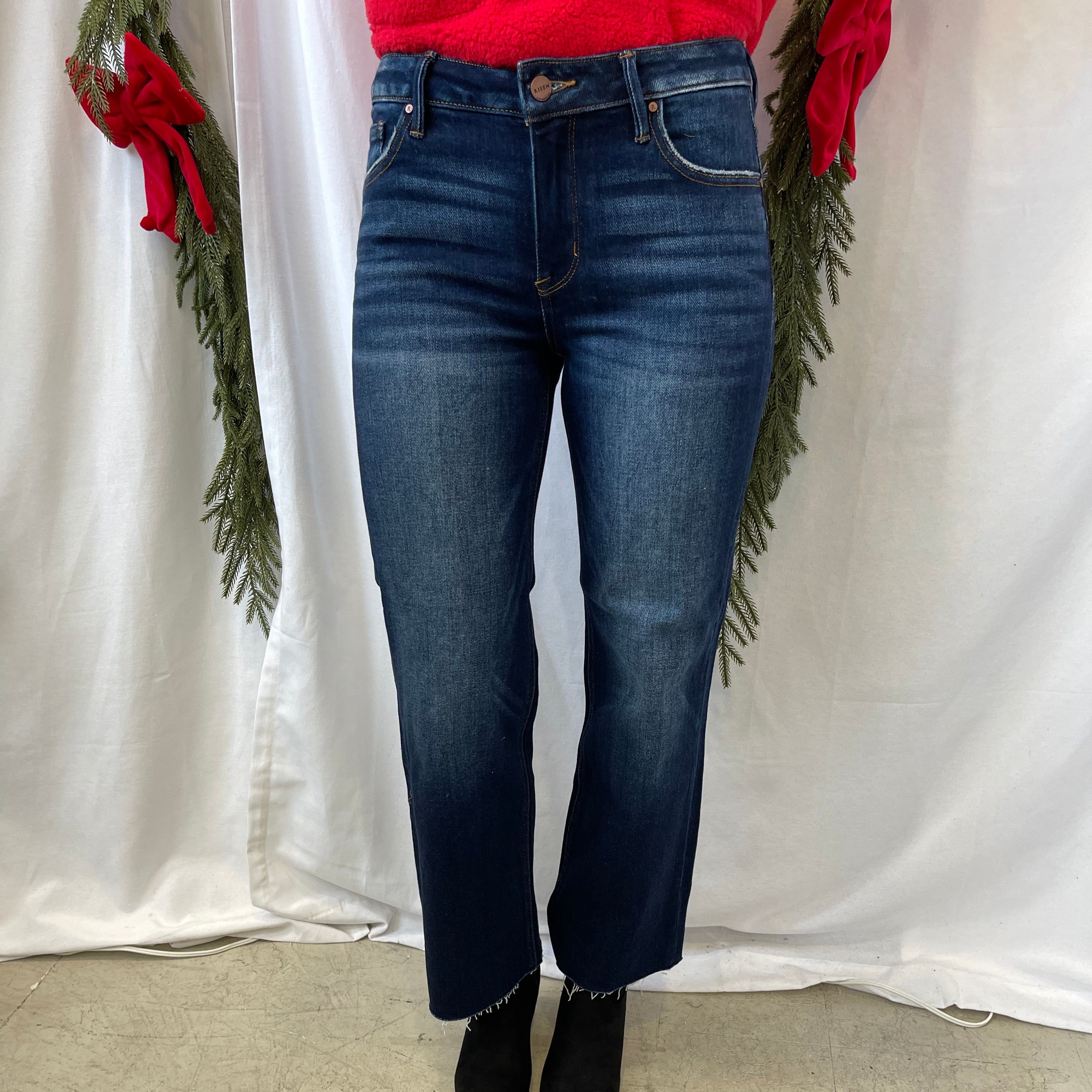 Risen Deep Blue Straight Jeans-Final Sale-Jeans-risen-The Silo Boutique, Women's Fashion Boutique Located in Warren and Grand Forks North Dakota