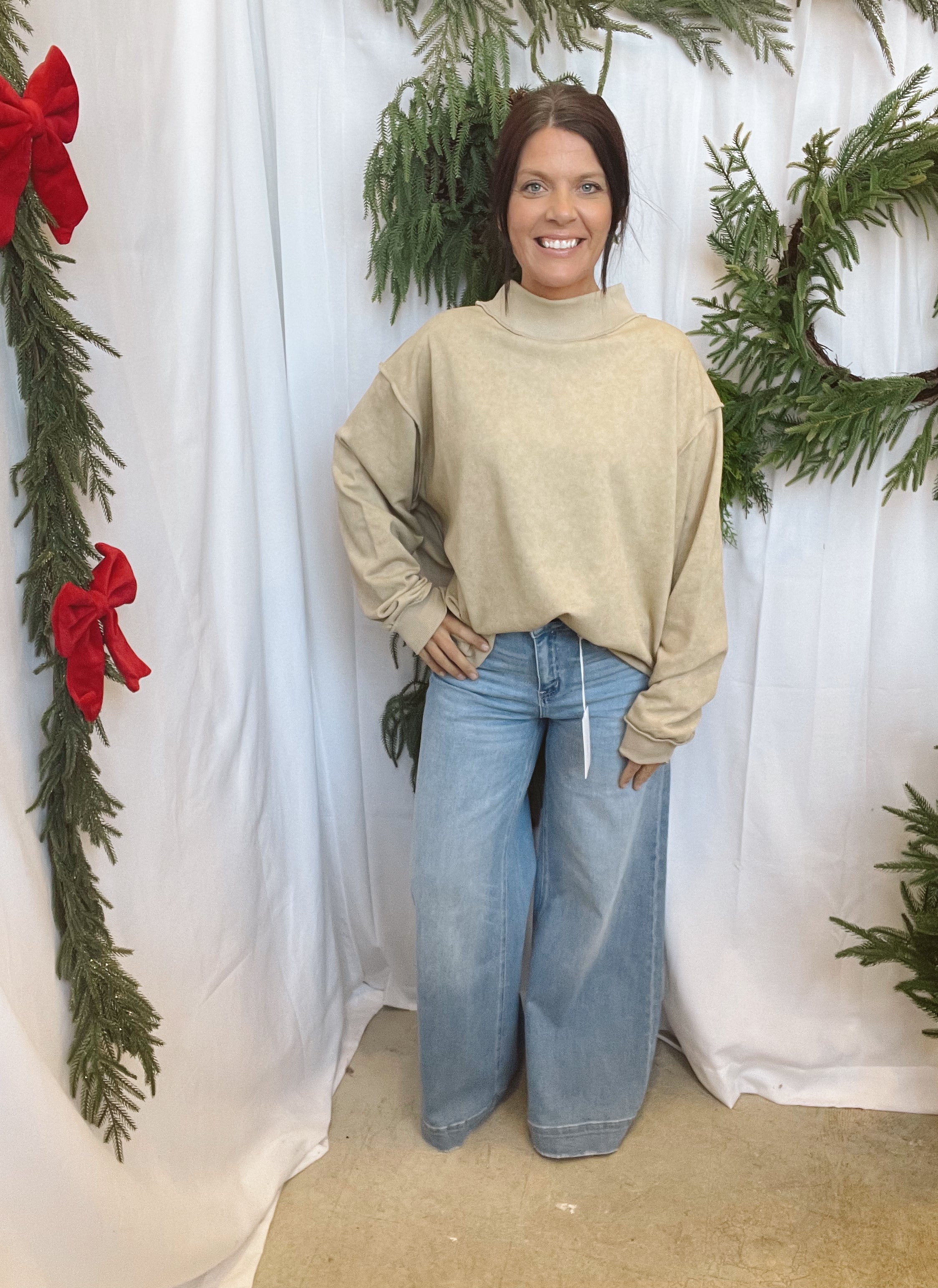 Taupe Favorite Sweatshirt-Sweatshirts-bucketlist-The Silo Boutique, Women's Fashion Boutique Located in Warren and Grand Forks North Dakota