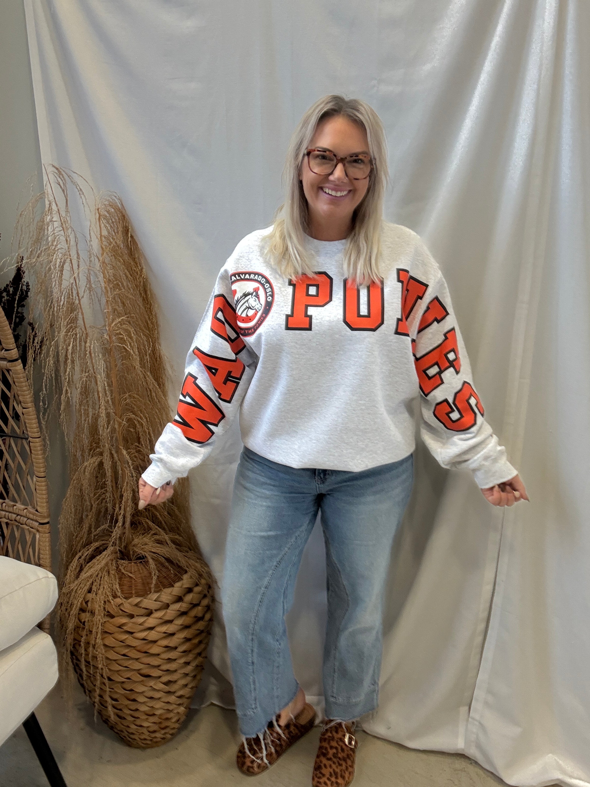 Ponies Big Letter Sweatshirt-Cardigans-blackframe-The Silo Boutique, Women's Fashion Boutique Located in Warren and Grand Forks North Dakota