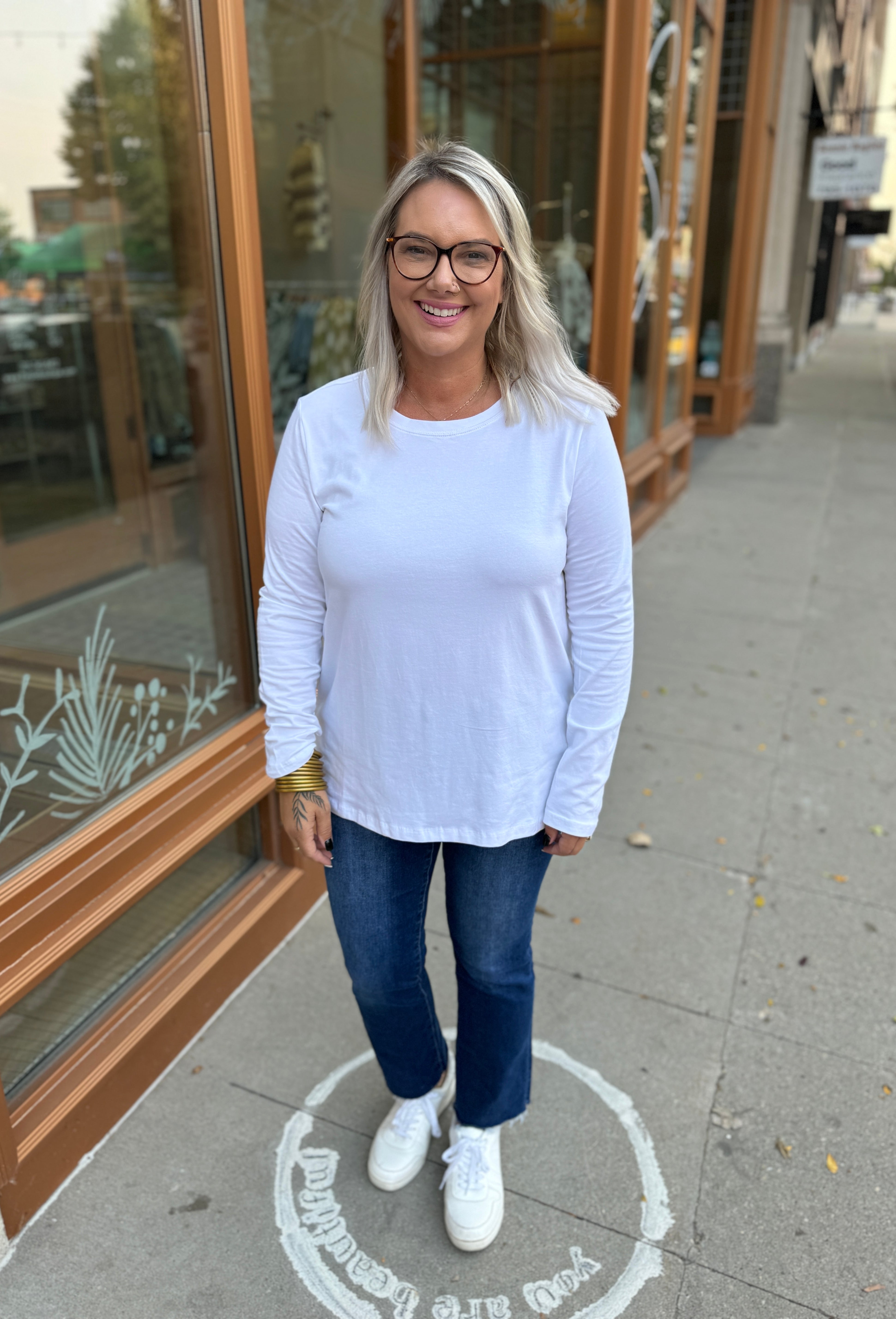 Connie Crew Neck Long Sleeve Top-White-Long Sleeve Tops-Zenana-The Silo Boutique, Women's Fashion Boutique Located in Warren and Grand Forks North Dakota