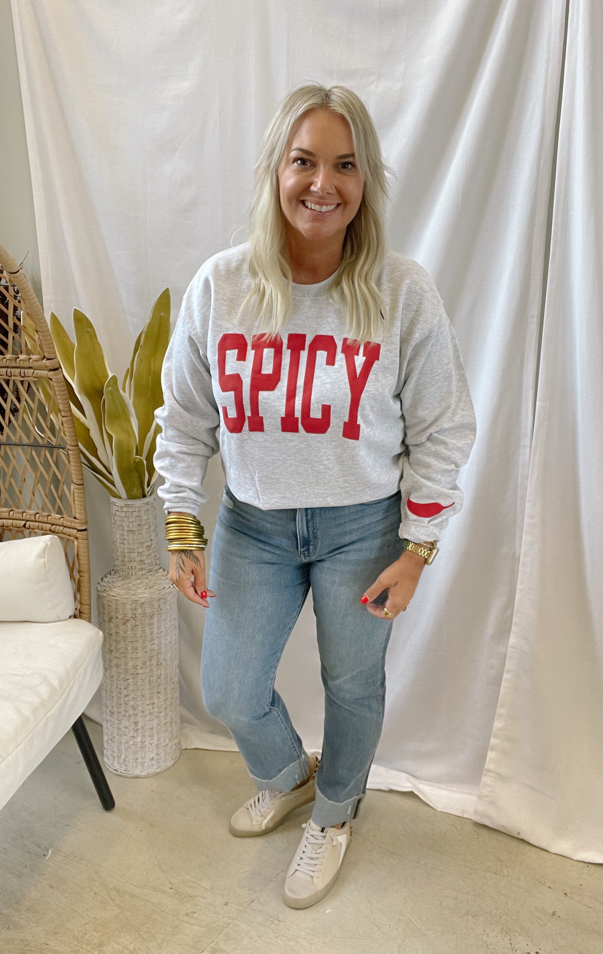 Spicy Sweatshirt-Sweatshirts-birdie-The Silo Boutique, Women's Fashion Boutique Located in Warren and Grand Forks North Dakota