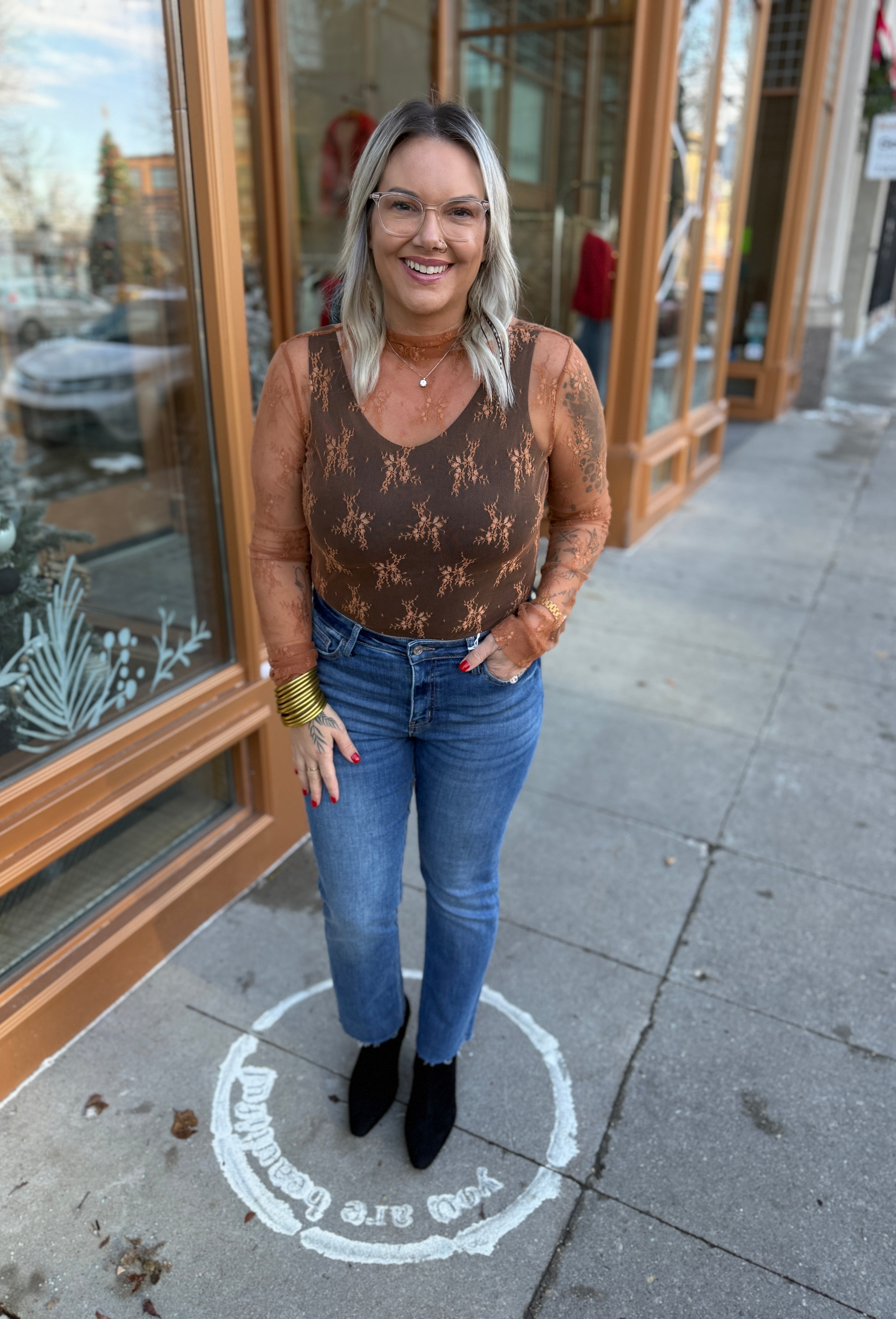 So Sweet Lace Long Sleeve Top-Long Sleeve Tops-sweet genisis-The Silo Boutique, Women's Fashion Boutique Located in Warren and Grand Forks North Dakota