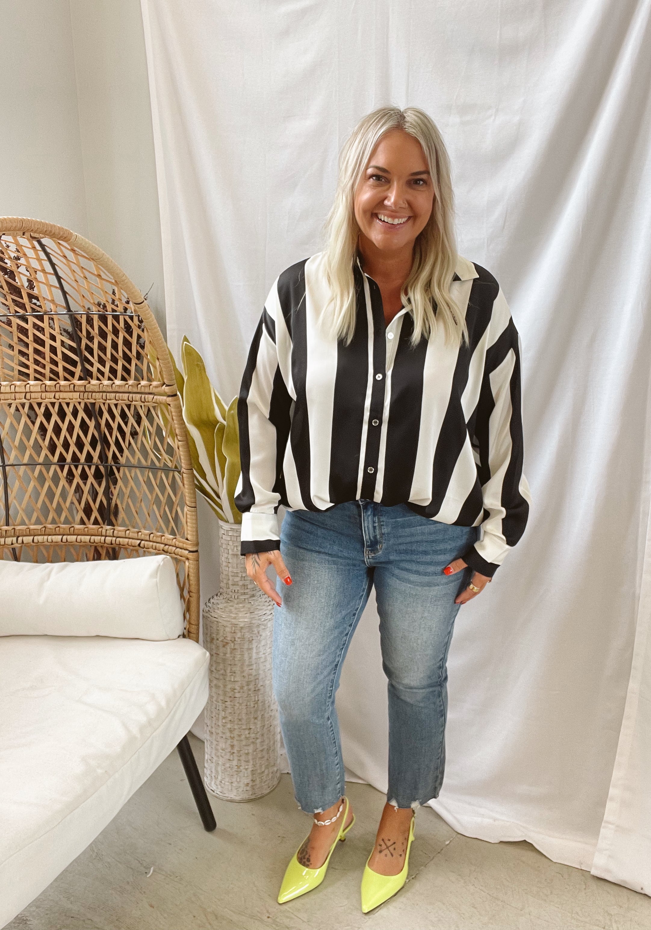 Black and Ivory Satin Top-Long Sleeve Tops-anniewear-The Silo Boutique, Women's Fashion Boutique Located in Warren and Grand Forks North Dakota