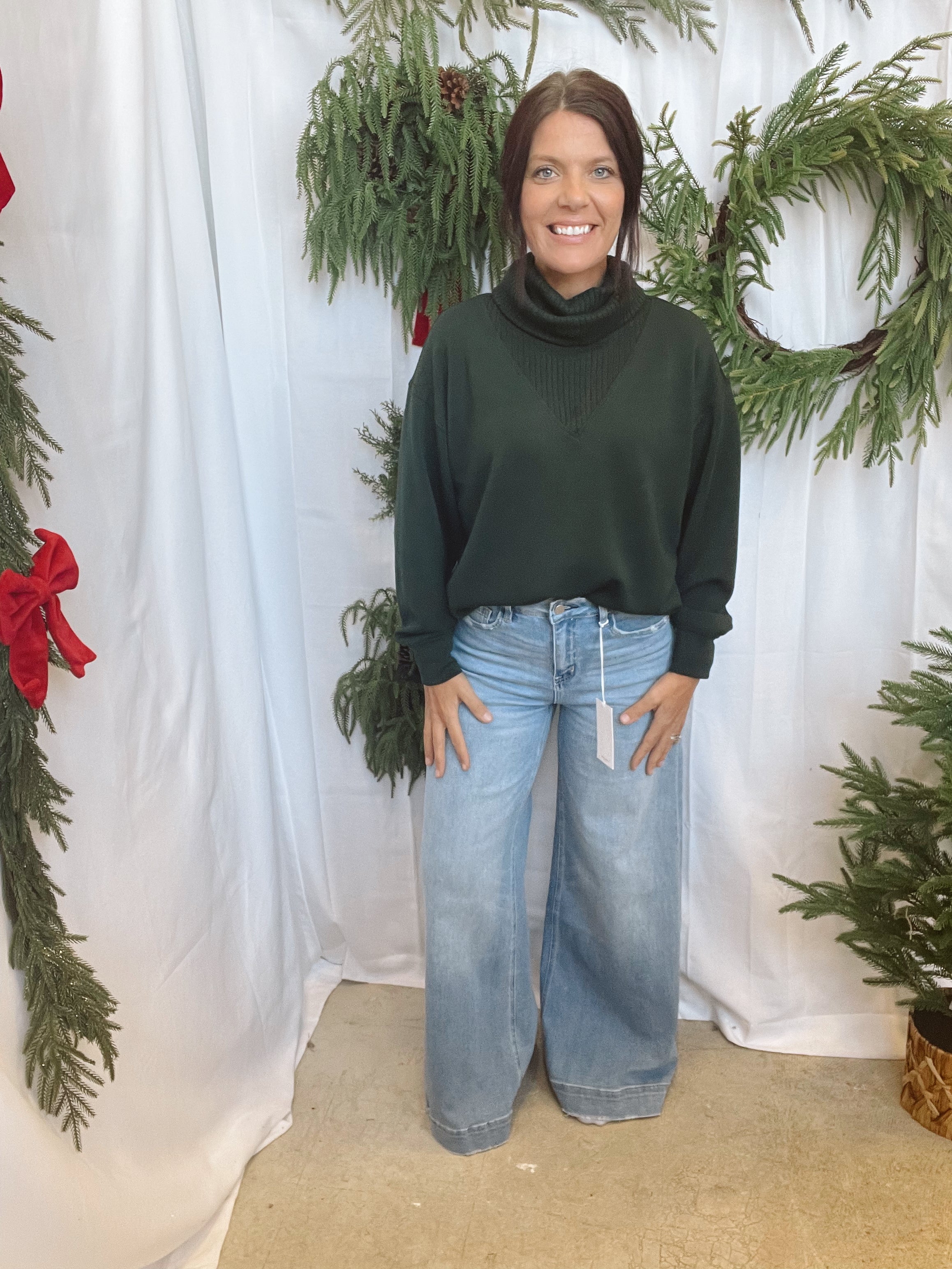 Modal Turtleneck Sweatshirt-Green-Sweatshirts-rae mode-The Silo Boutique, Women's Fashion Boutique Located in Warren and Grand Forks North Dakota