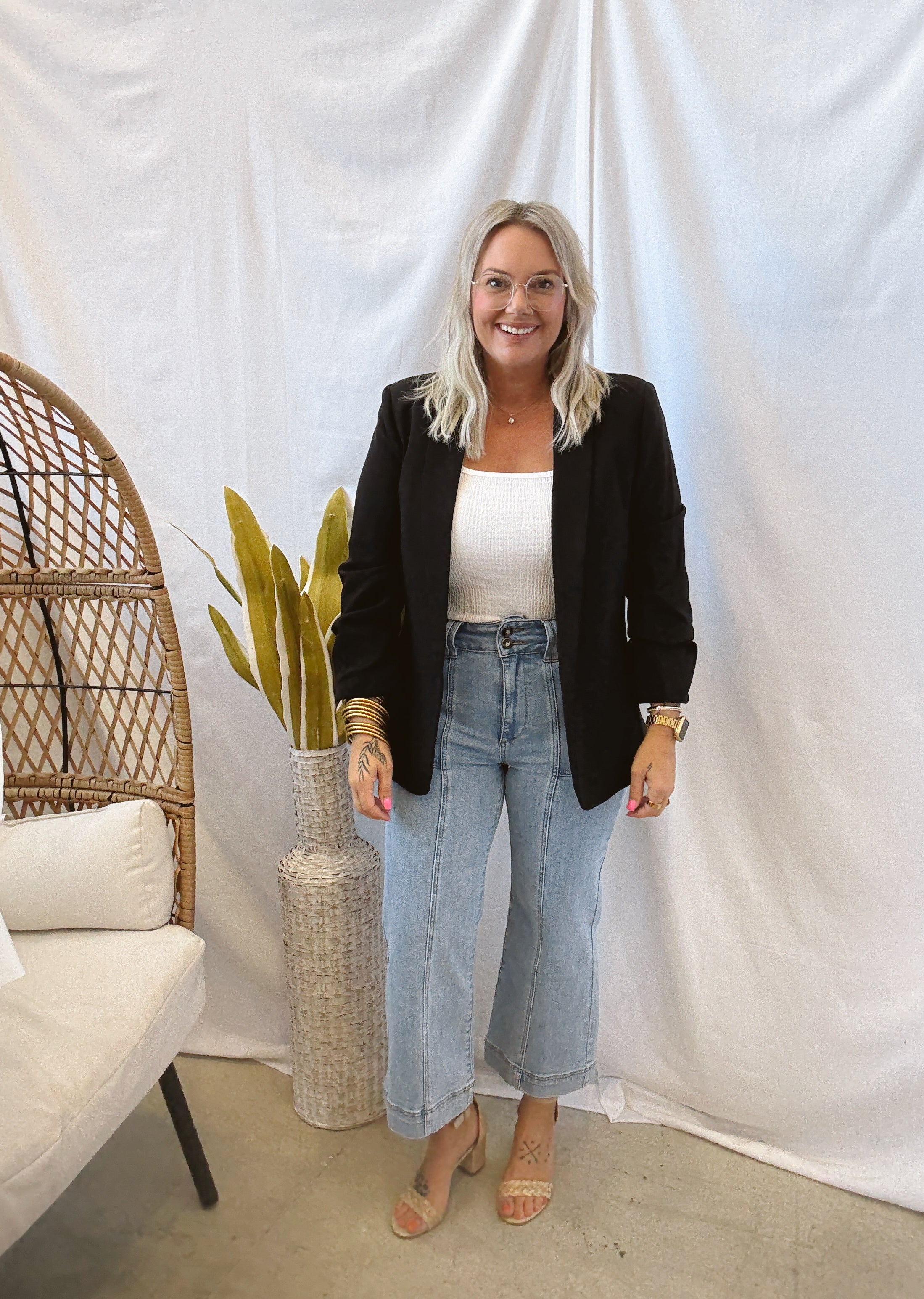 Classic Black Blazer-Blazers-eesome-The Silo Boutique, Women's Fashion Boutique Located in Warren and Grand Forks North Dakota