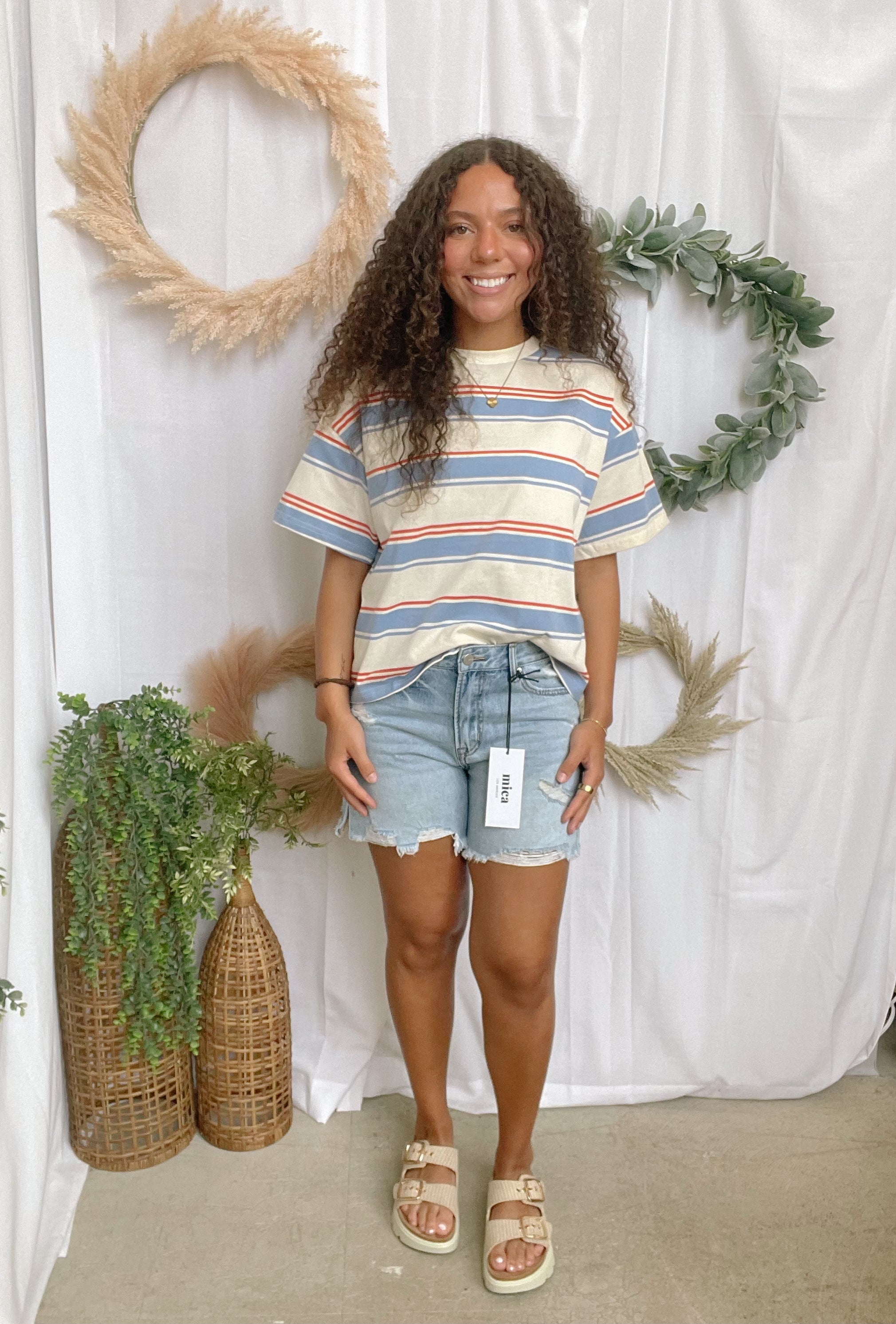 Cassius Striped Tee-Graphic Tees-by together-The Silo Boutique, Women's Fashion Boutique Located in Warren and Grand Forks North Dakota