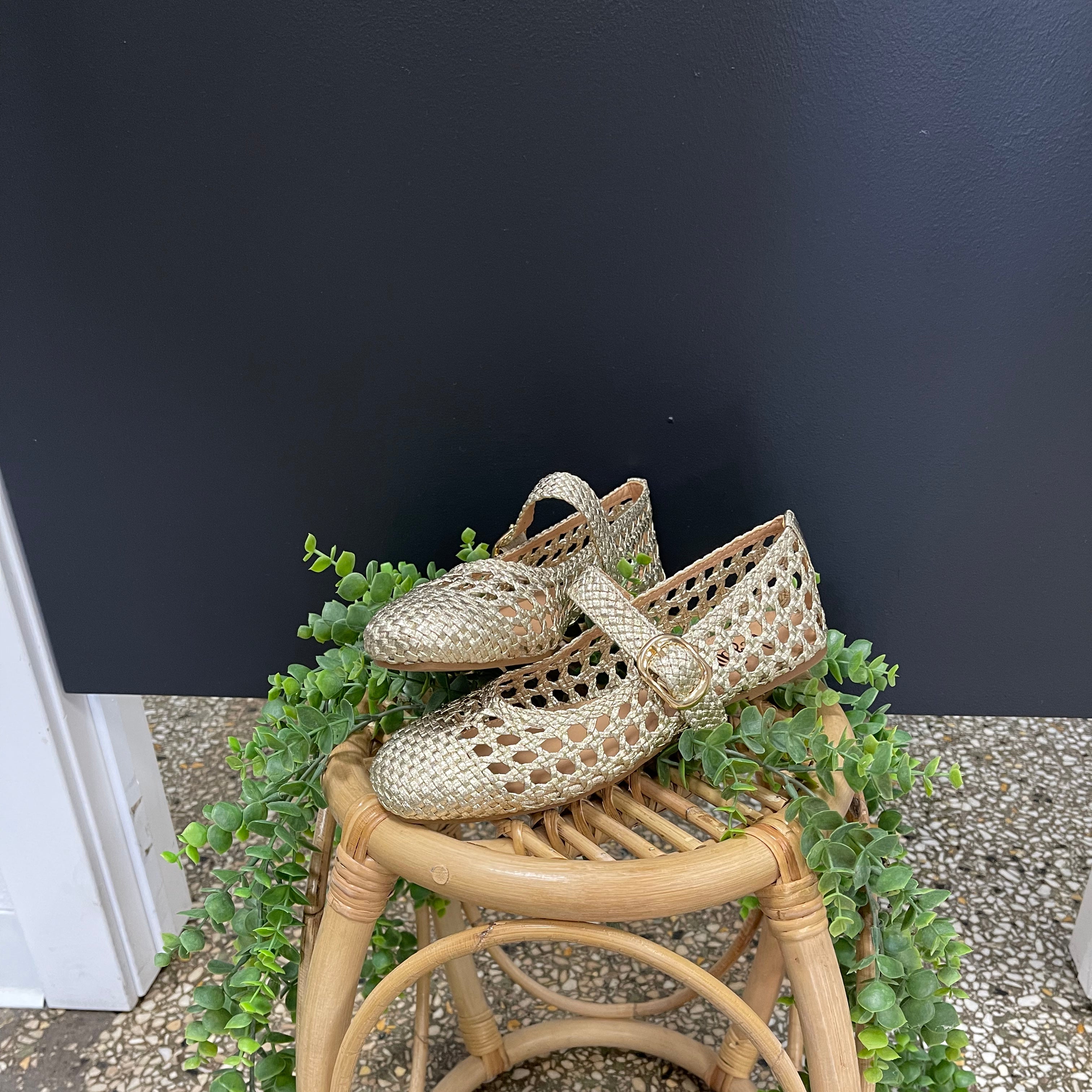Gold Corky's Mixed Feelings Ballet Flat Shoe-Shoes-corkys-The Silo Boutique, Women's Fashion Boutique Located in Warren and Grand Forks North Dakota