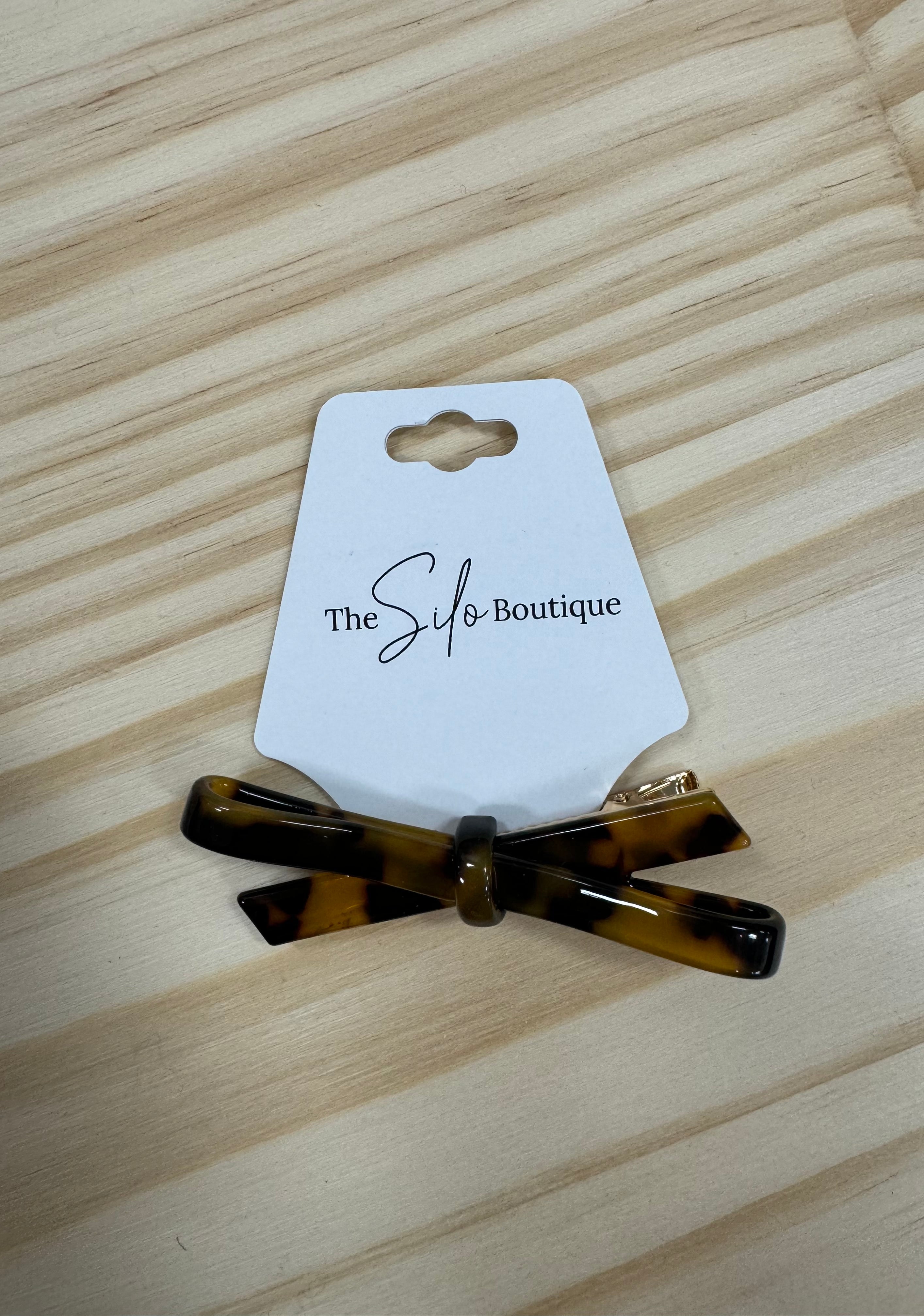 Acetate Hair Pin Bow Clip-Hair Accessories-wall to wall-The Silo Boutique, Women's Fashion Boutique Located in Warren and Grand Forks North Dakota