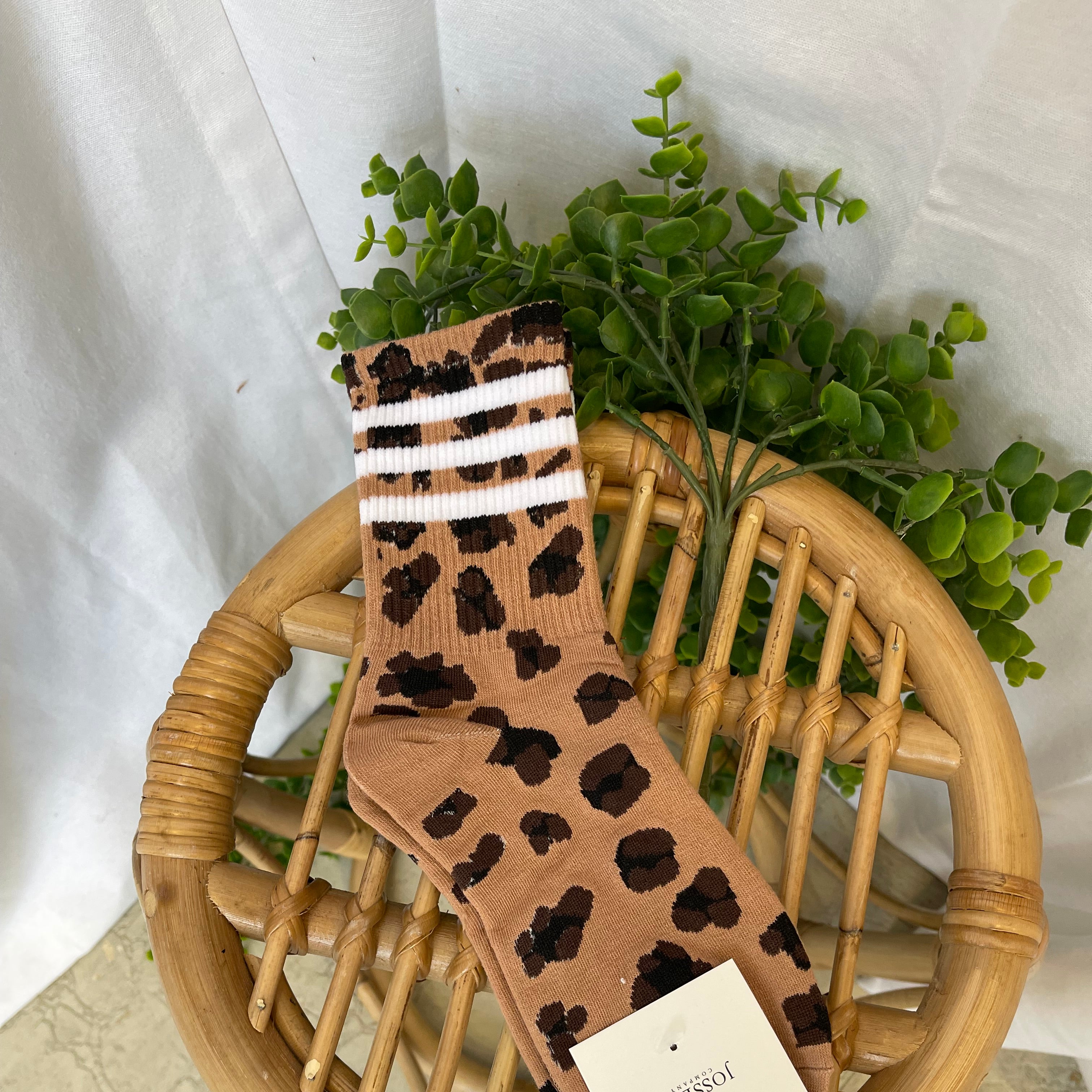 Leopard Half Throwback Socks-sock-very j-The Silo Boutique, Women's Fashion Boutique Located in Warren and Grand Forks North Dakota