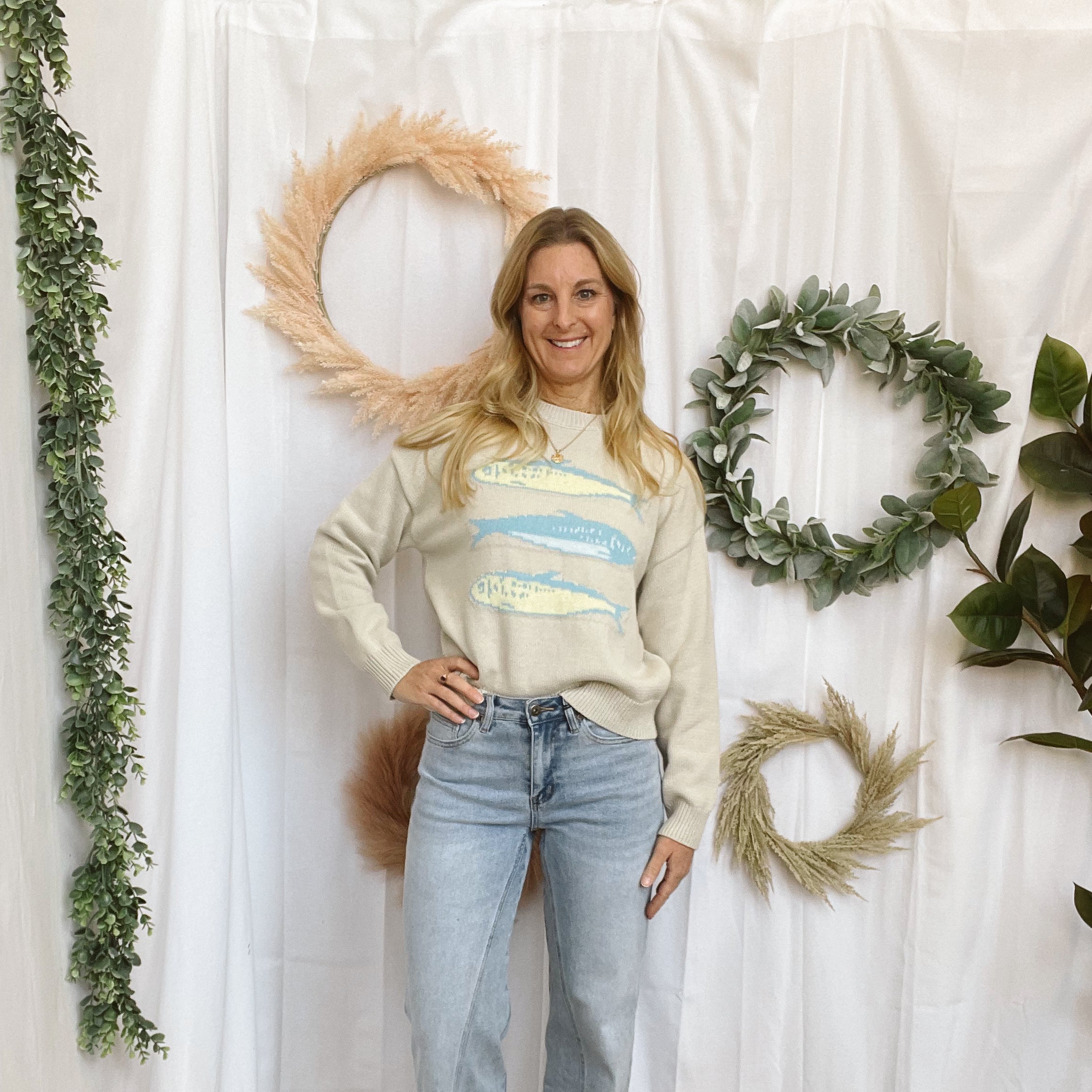 Bailey Fishy Fishy Sweater-Sweaters-bailey rose-The Silo Boutique, Women's Fashion Boutique Located in Warren and Grand Forks North Dakota