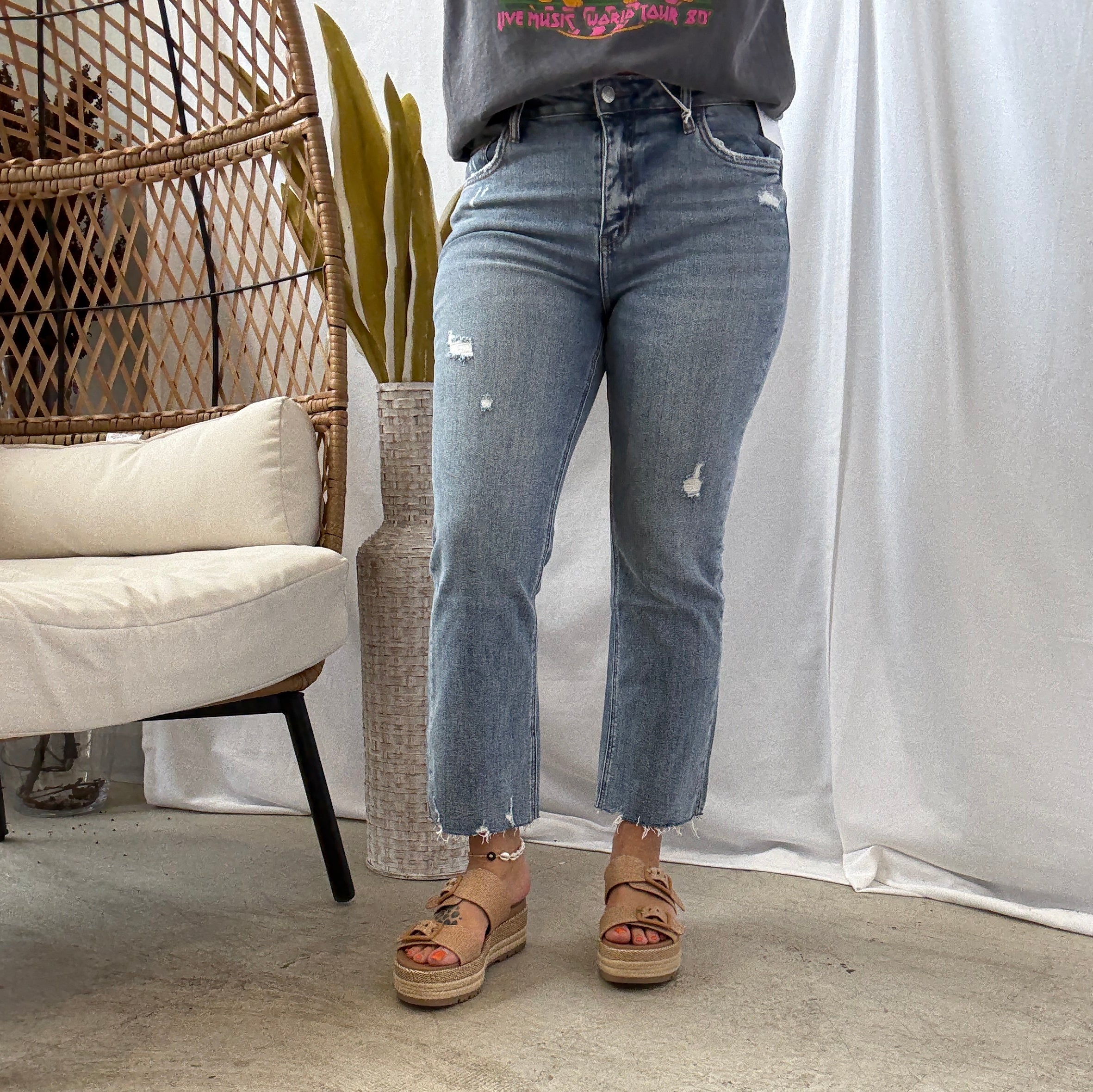 Lovervet Cali Kisses Crop Kick Flare Jeans-Jeans-lovervet-The Silo Boutique, Women's Fashion Boutique Located in Warren and Grand Forks North Dakota