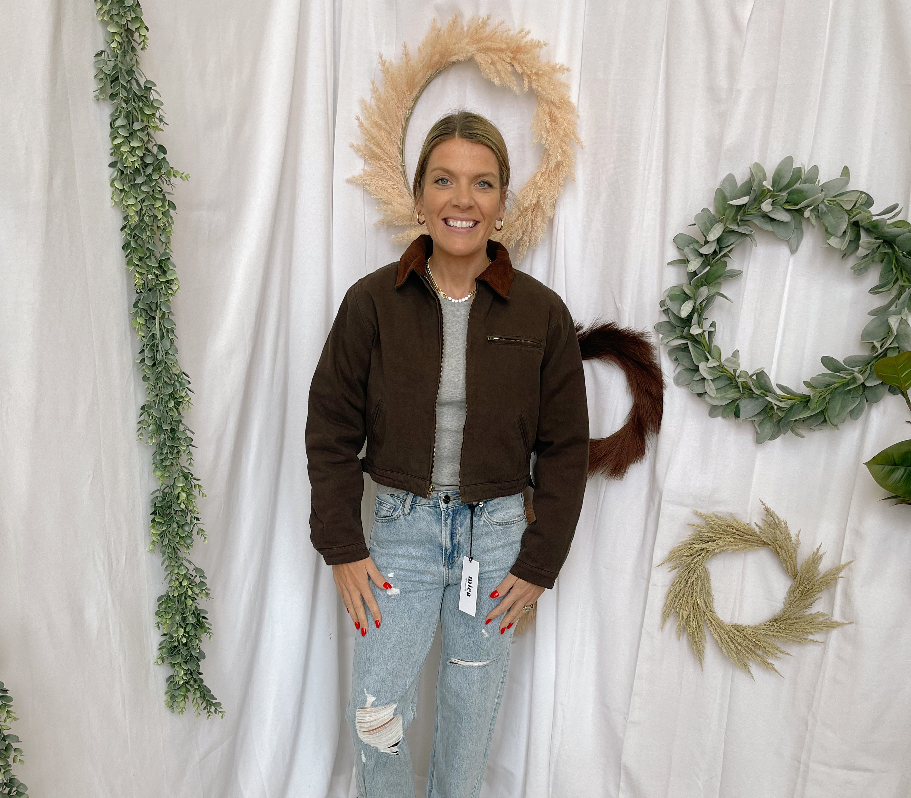 Flint Crop Jacket-Brown-Coats & Jackets-tictoc-The Silo Boutique, Women's Fashion Boutique Located in Warren and Grand Forks North Dakota