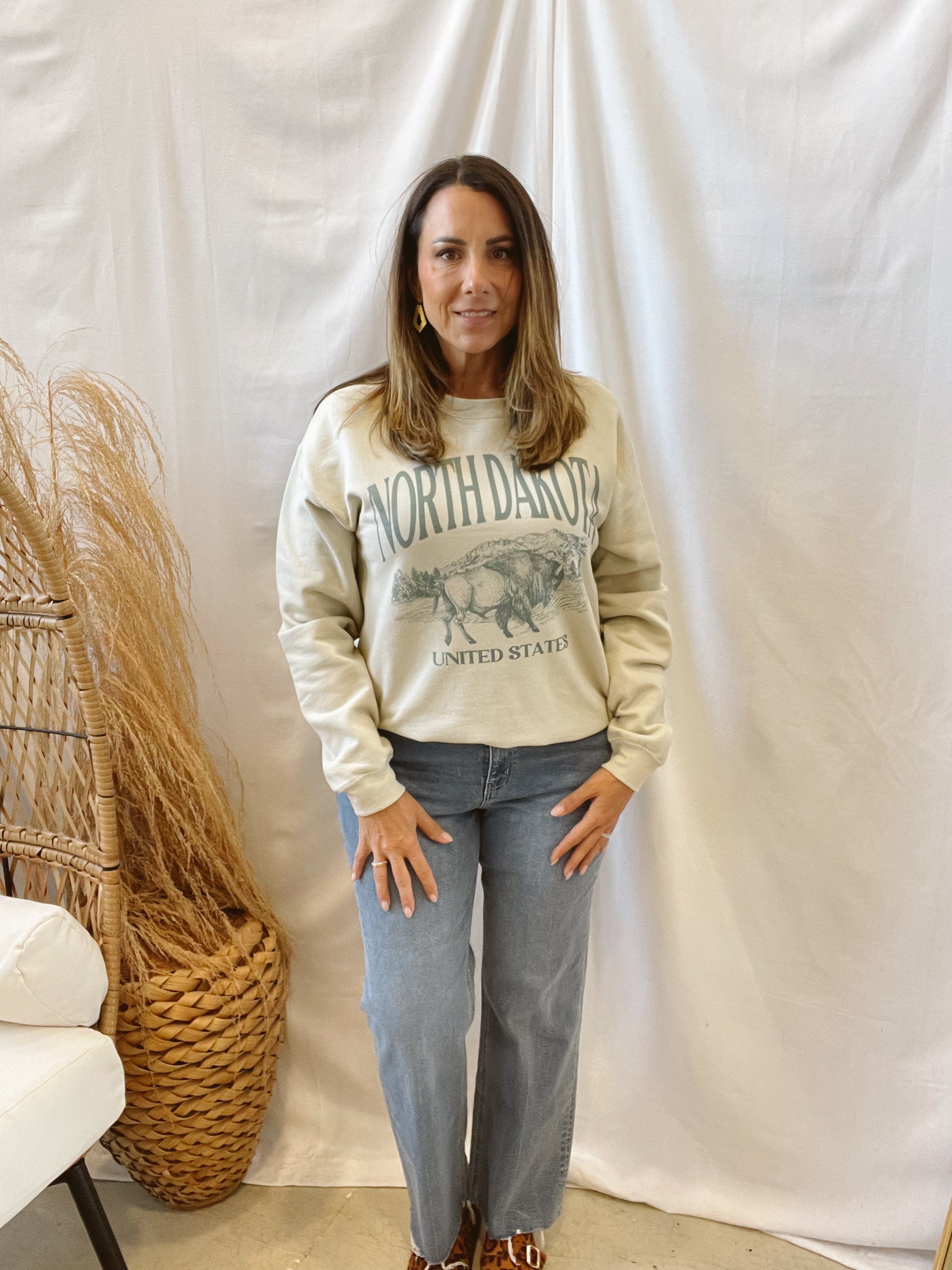 North Dakota Illustration Graphic Sweatshirt-Sweatshirts-blume-The Silo Boutique, Women's Fashion Boutique Located in Warren and Grand Forks North Dakota