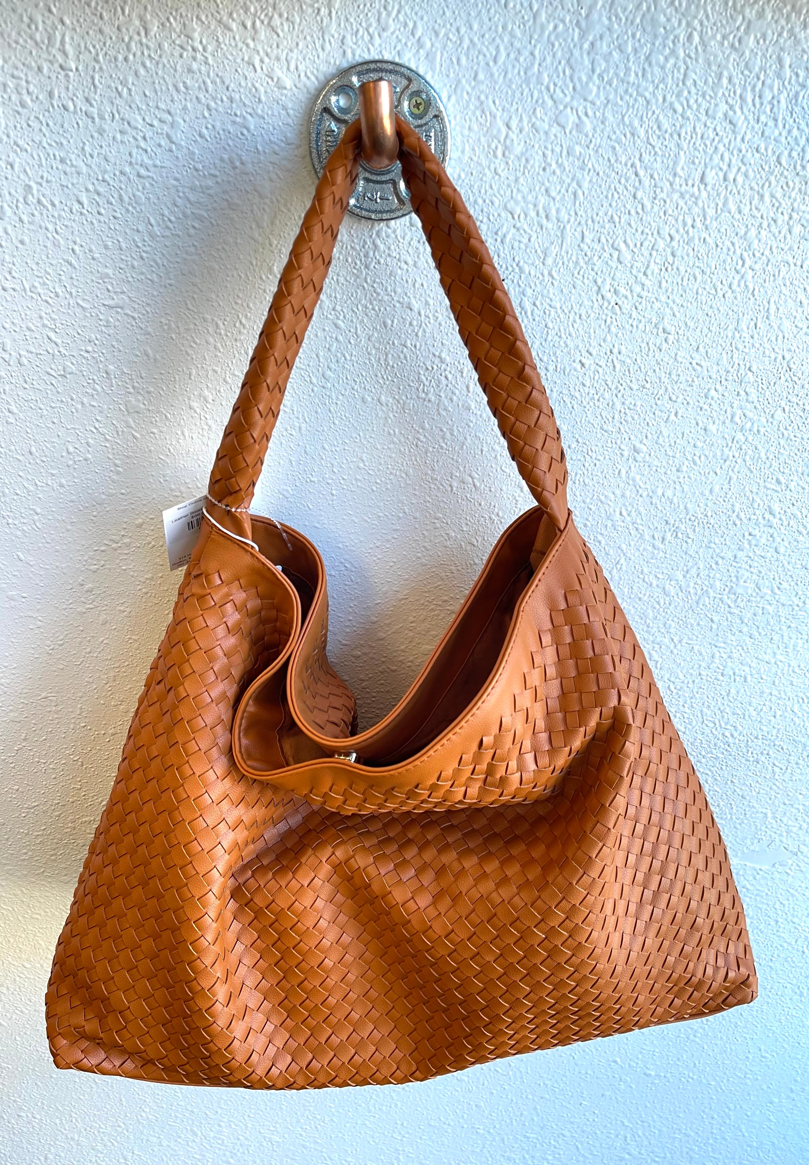 Leather Basket Weave Tote Purse-Purses-iccco-The Silo Boutique, Women's Fashion Boutique Located in Warren and Grand Forks North Dakota