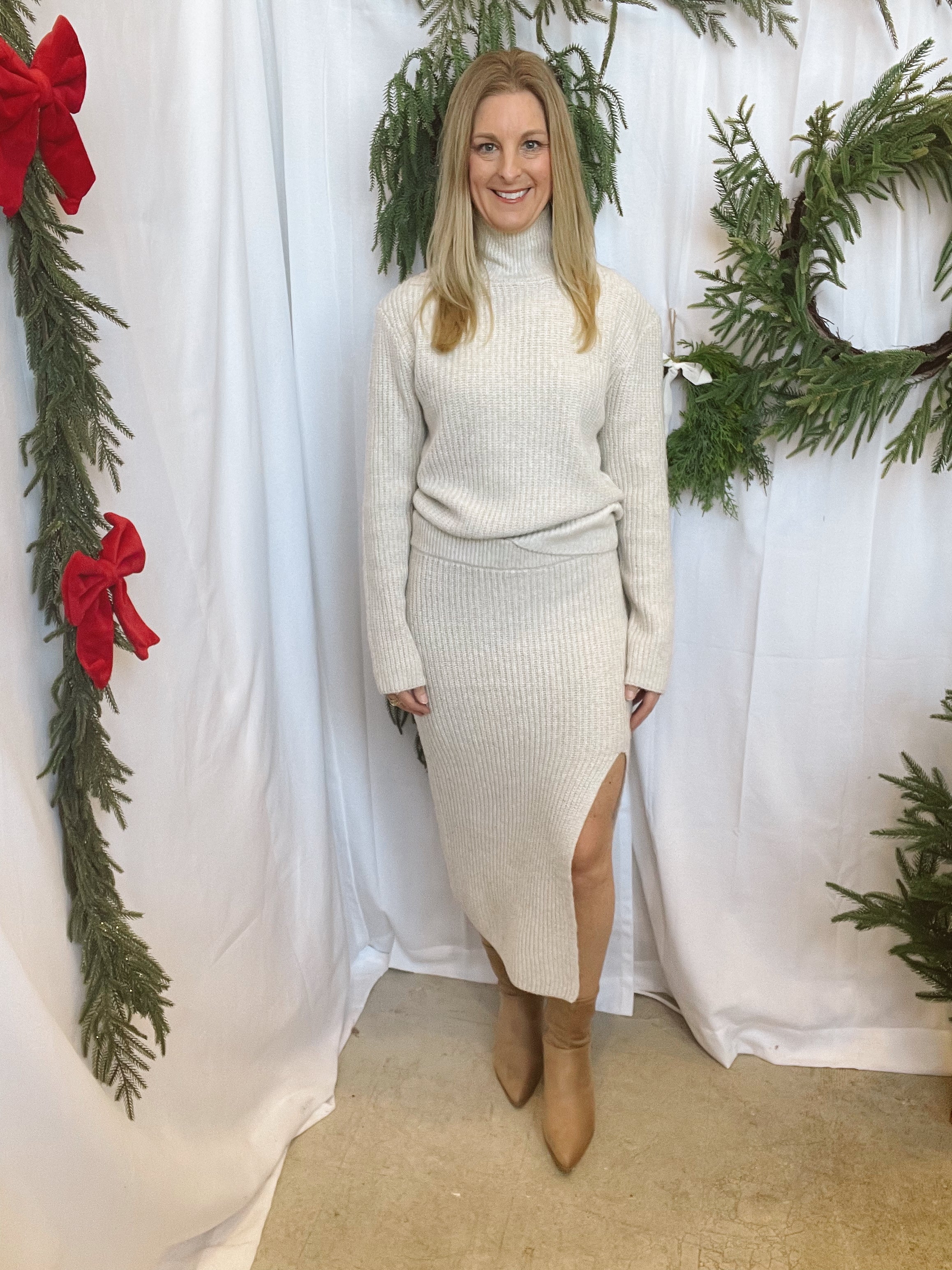 Riley Sweater Skirt-Oatmeal-Skirts-hyfve-The Silo Boutique, Women's Fashion Boutique Located in Warren and Grand Forks North Dakota