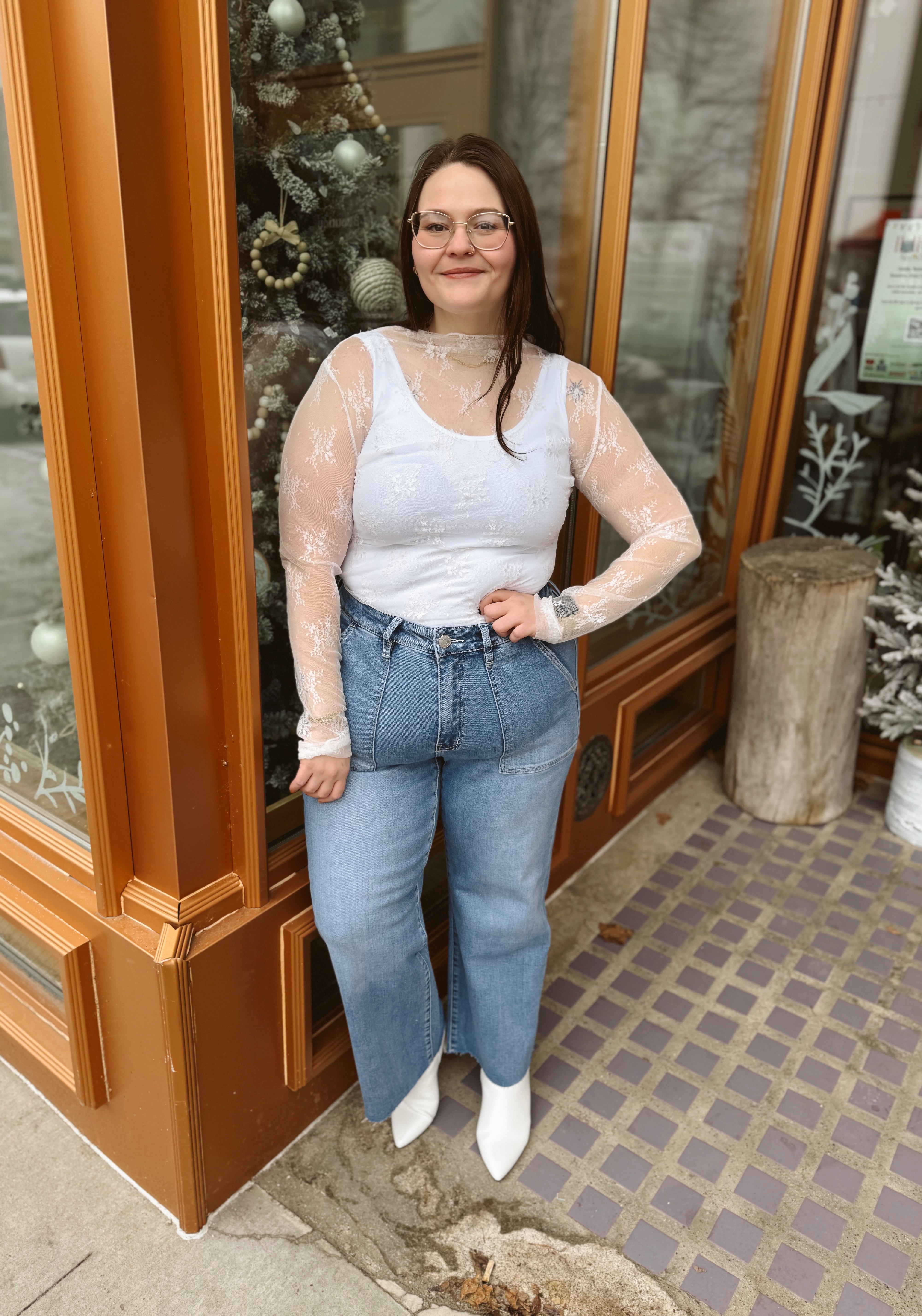 So Sweet Lace Long Sleeve Top-Long Sleeve Tops-sweet genisis-The Silo Boutique, Women's Fashion Boutique Located in Warren and Grand Forks North Dakota
