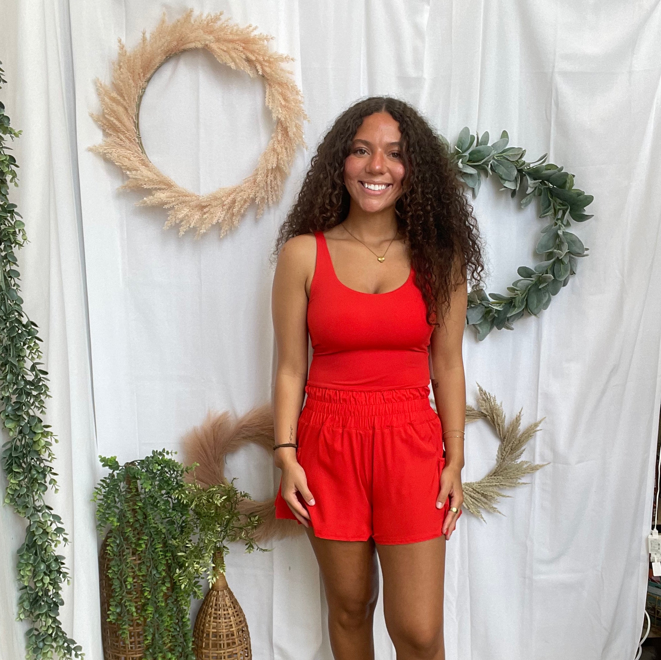 Flounce and Flow Romper-Red-Jumpsuits & Rompers-mono b-The Silo Boutique, Women's Fashion Boutique Located in Warren and Grand Forks North Dakota