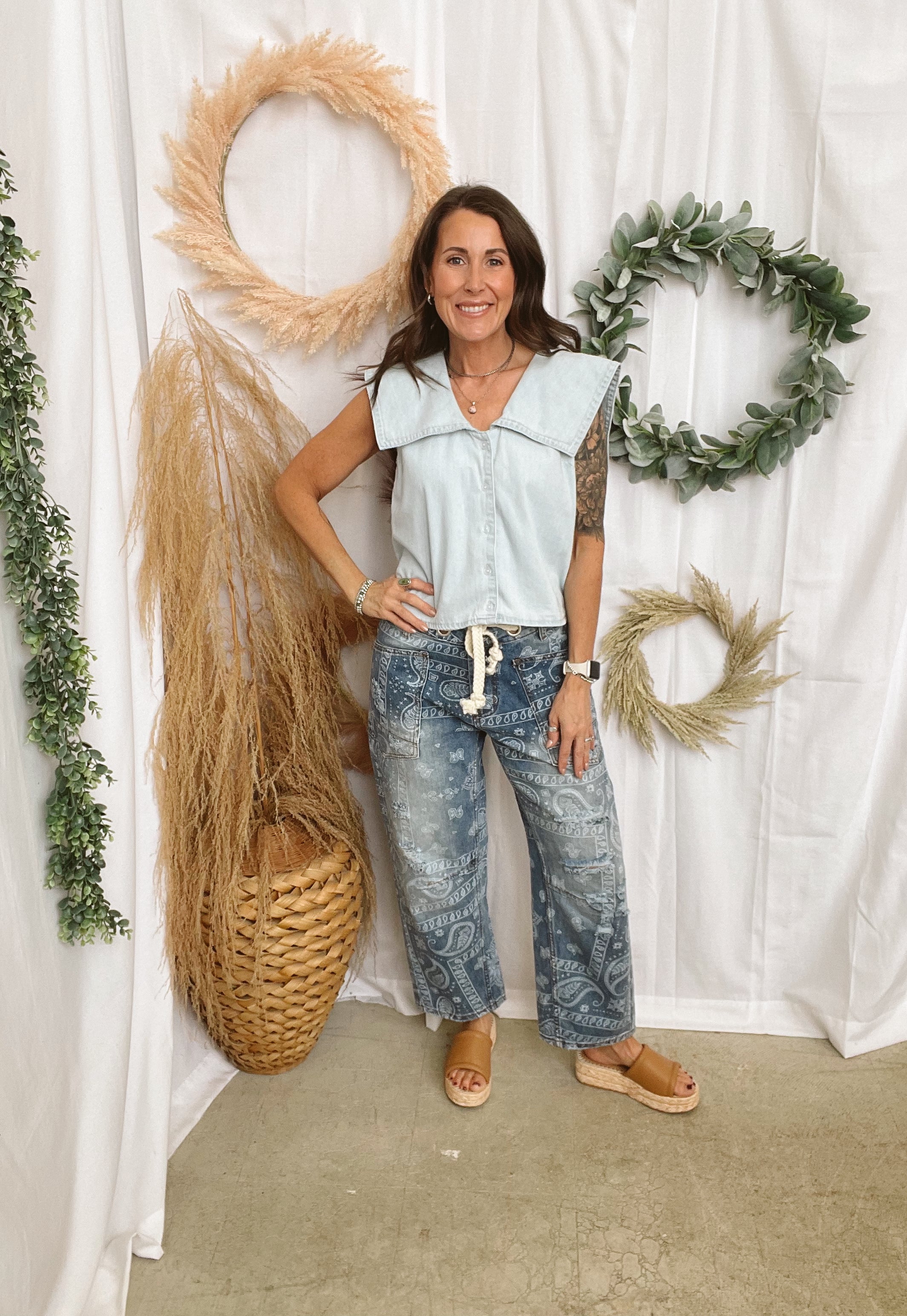 Oli and Hali Paisley Patch Print Jeans-Jeans-oli-The Silo Boutique, Women's Fashion Boutique Located in Warren and Grand Forks North Dakota