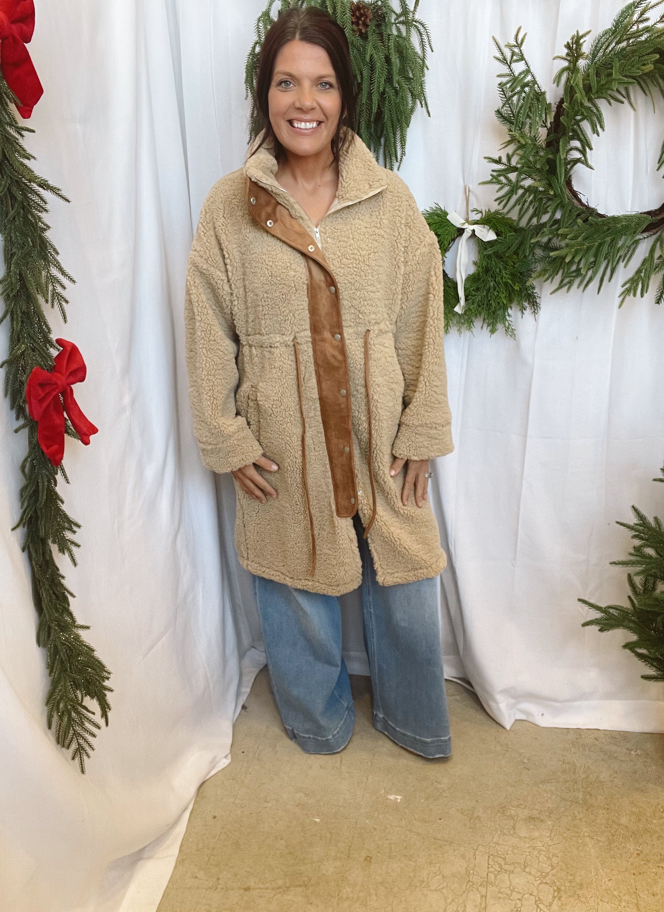 Promesa Shearling Zip-Up Coat-Coats & Jackets-promesa-The Silo Boutique, Women's Fashion Boutique Located in Warren and Grand Forks North Dakota