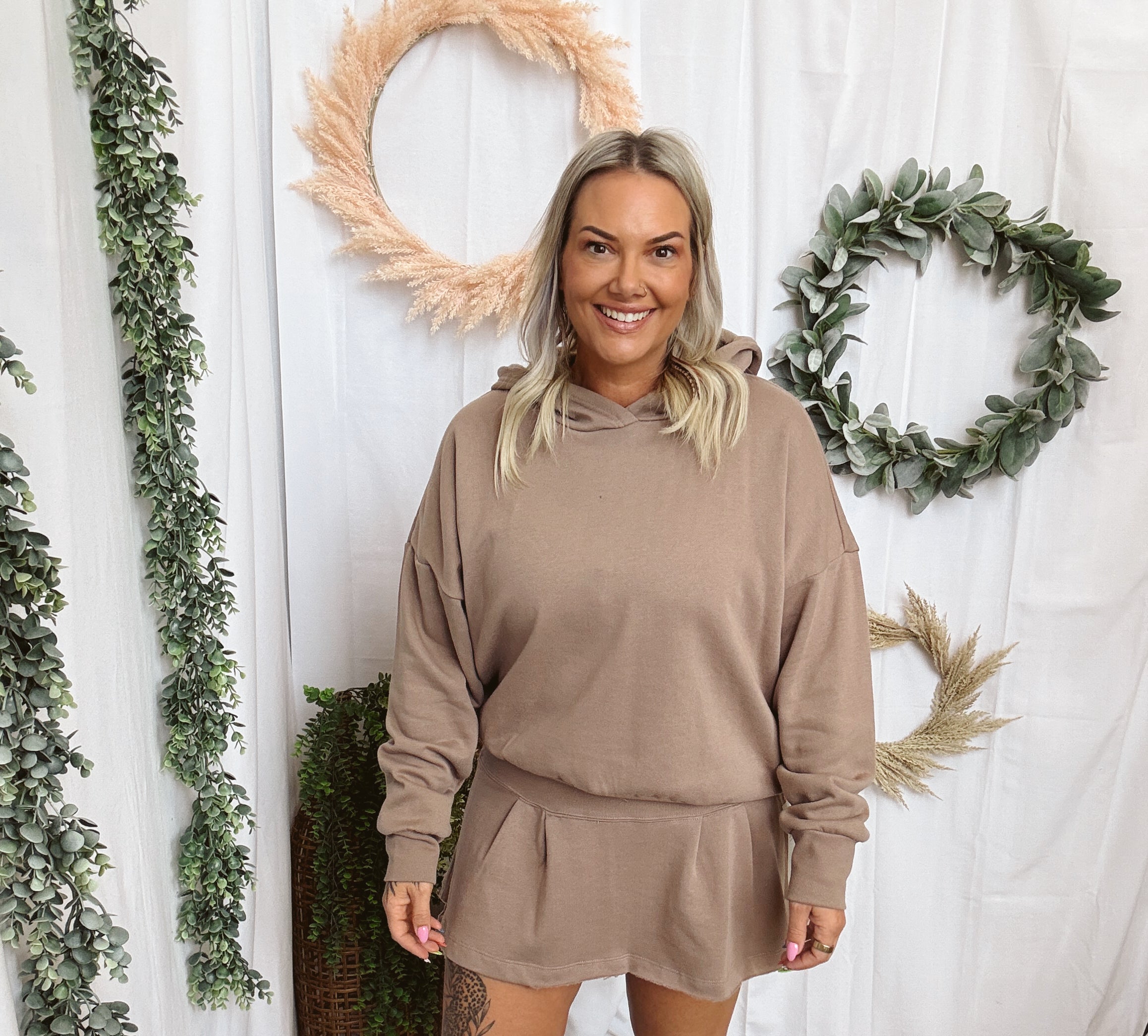 Mono B Icon Hoodie Set-Taupe-Outfit Sets-mono b-The Silo Boutique, Women's Fashion Boutique Located in Warren and Grand Forks North Dakota