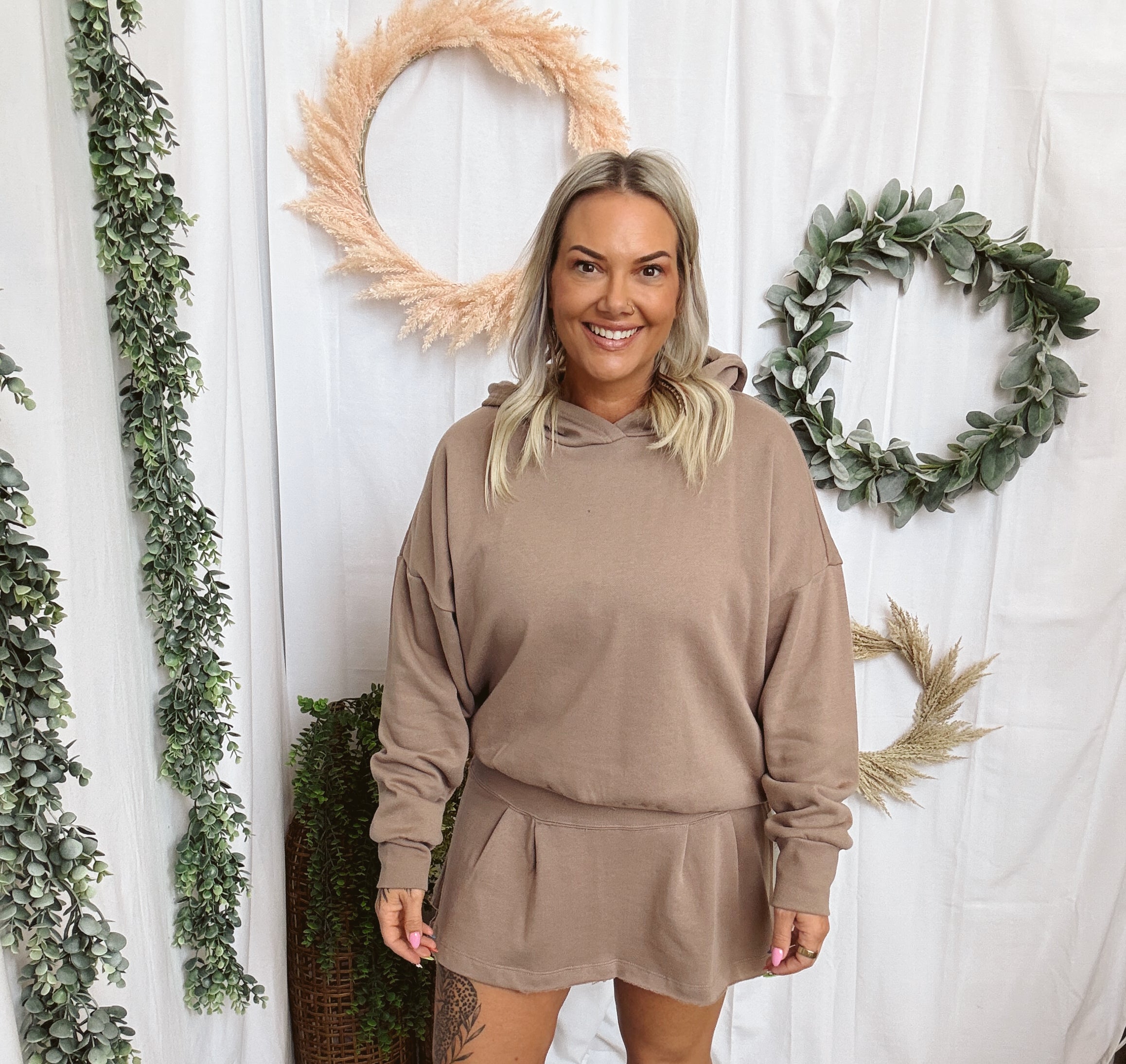 Mono B Icon Hoodie Set-Taupe-Outfit Sets-mono b-The Silo Boutique, Women's Fashion Boutique Located in Warren and Grand Forks North Dakota