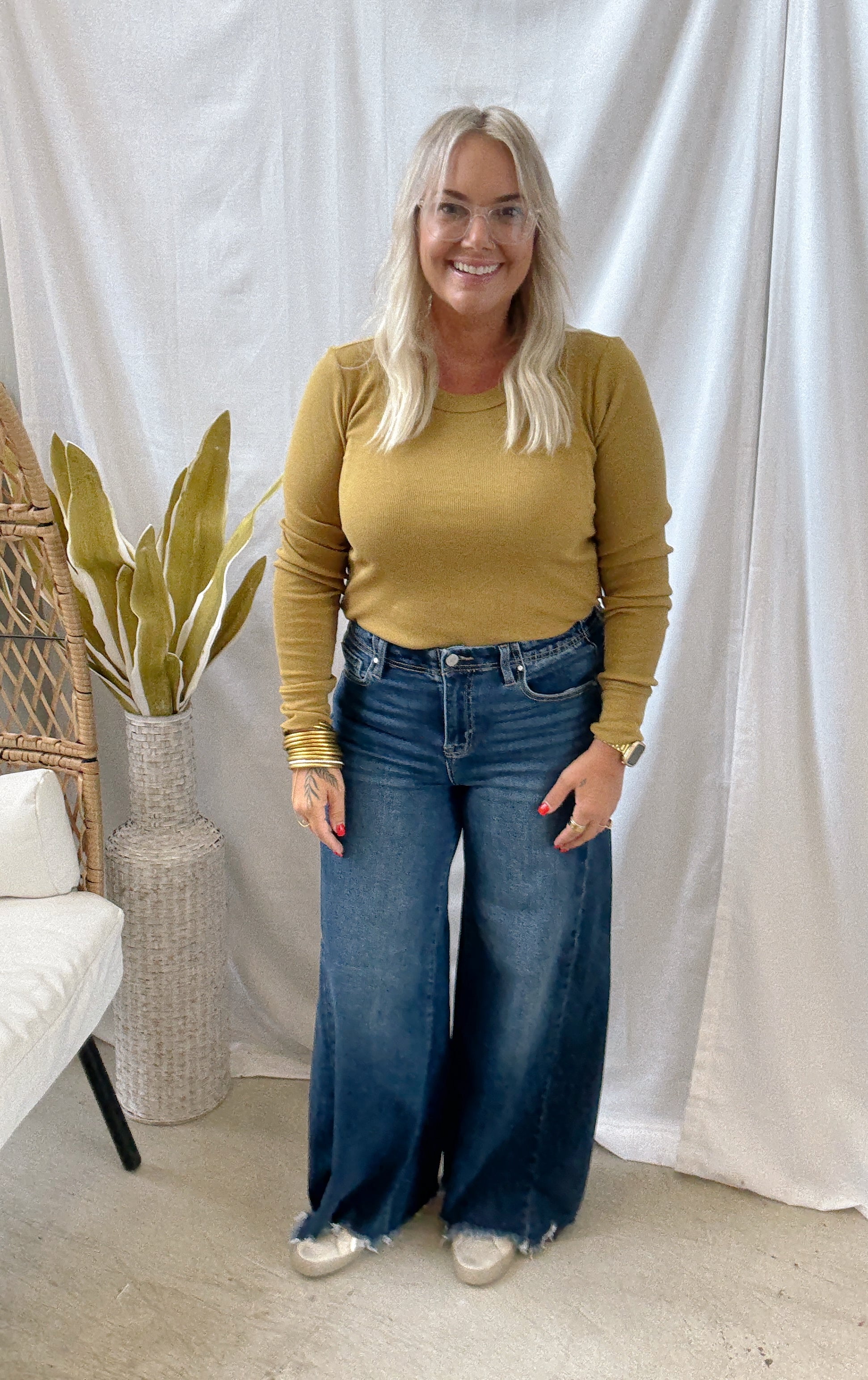 Risen Ankle Wide Leg Dark Jeans-Jeans-risen-The Silo Boutique, Women's Fashion Boutique Located in Warren and Grand Forks North Dakota