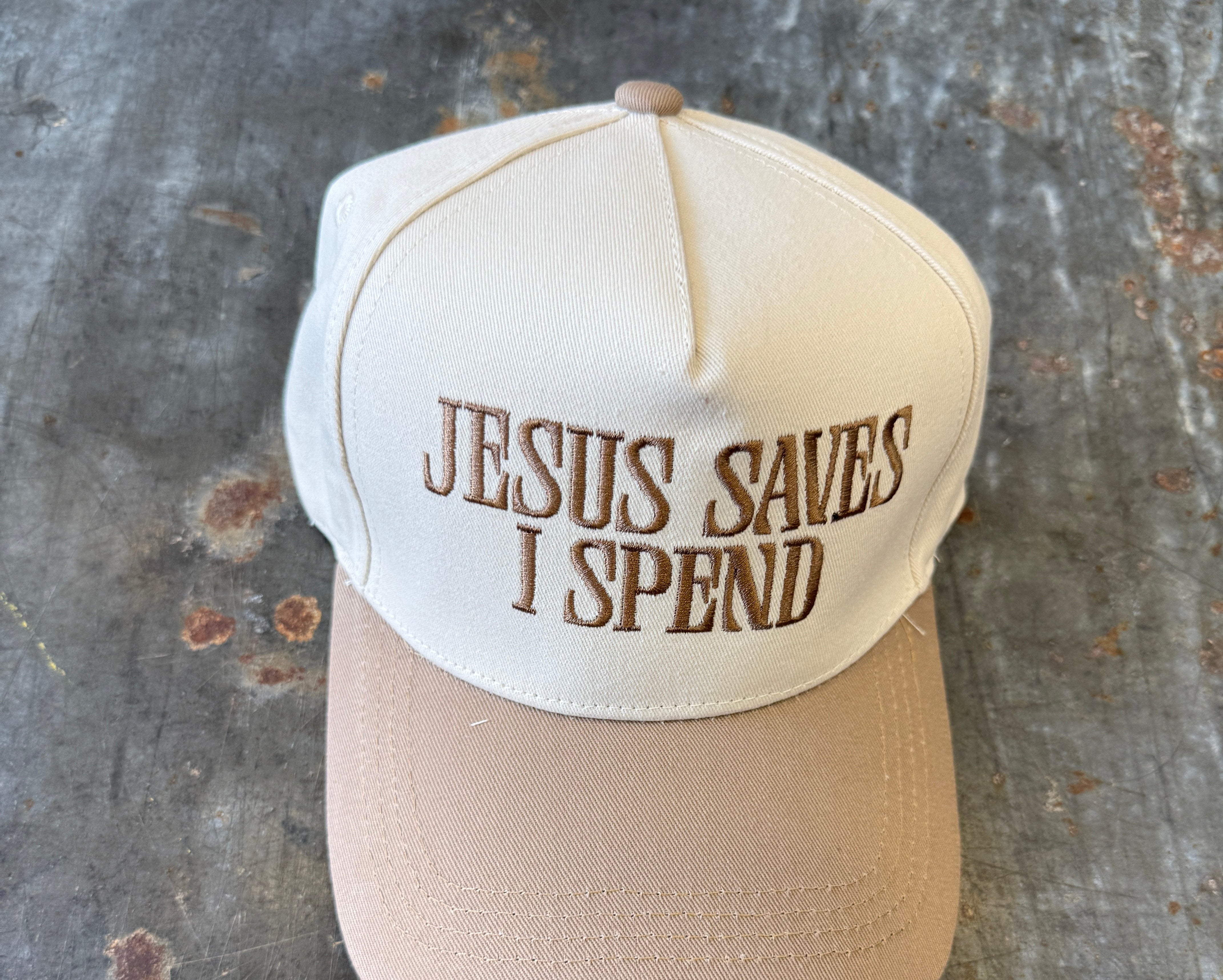 Jesus Saves I Spend Hat-Hats-Zenana-The Silo Boutique, Women's Fashion Boutique Located in Warren and Grand Forks North Dakota