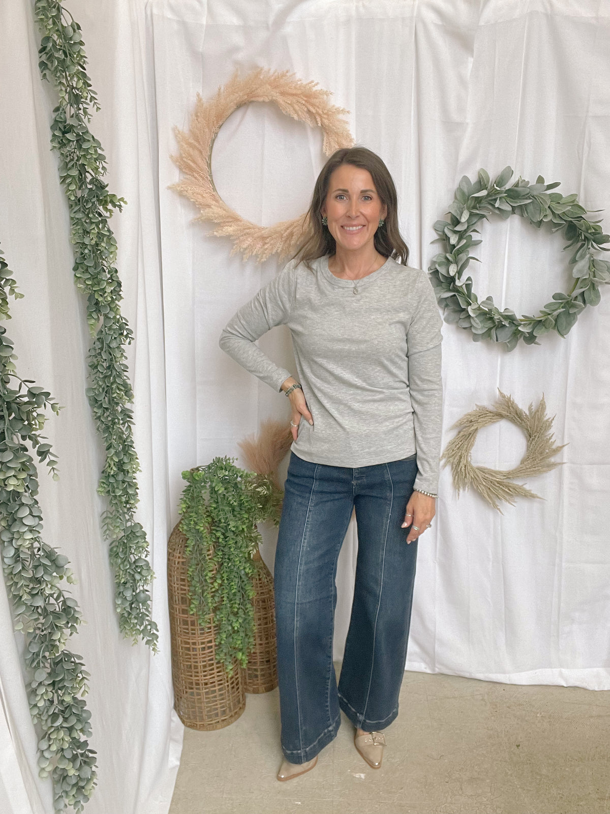 Lindsey Ribbed Long Sleeve Top-Grey-Long Sleeve Tops-staccato-The Silo Boutique, Women's Fashion Boutique Located in Warren and Grand Forks North Dakota