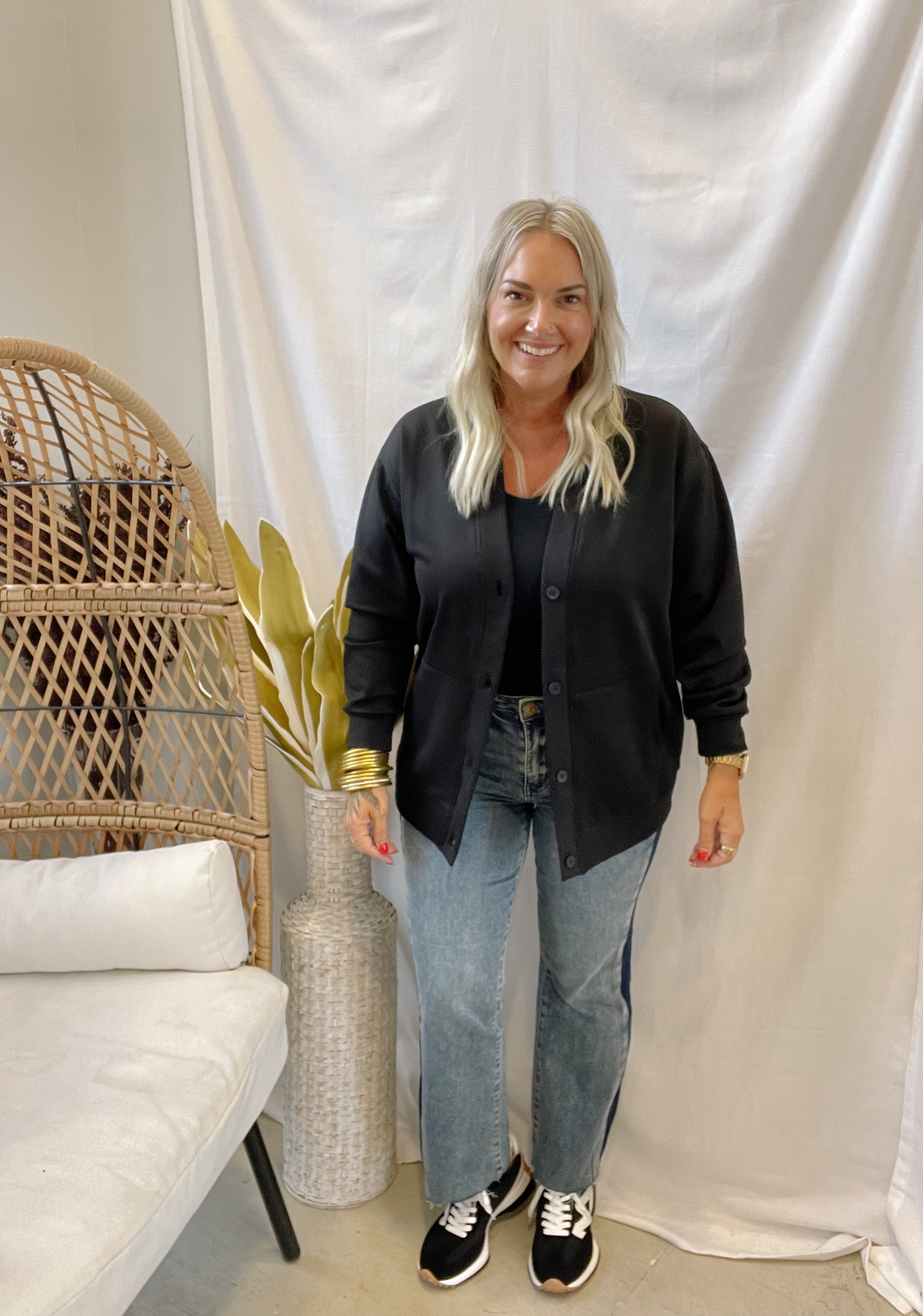 Mono B Elevated Button Down Cardigan-Black-Cardigans-mono b-The Silo Boutique, Women's Fashion Boutique Located in Warren and Grand Forks North Dakota