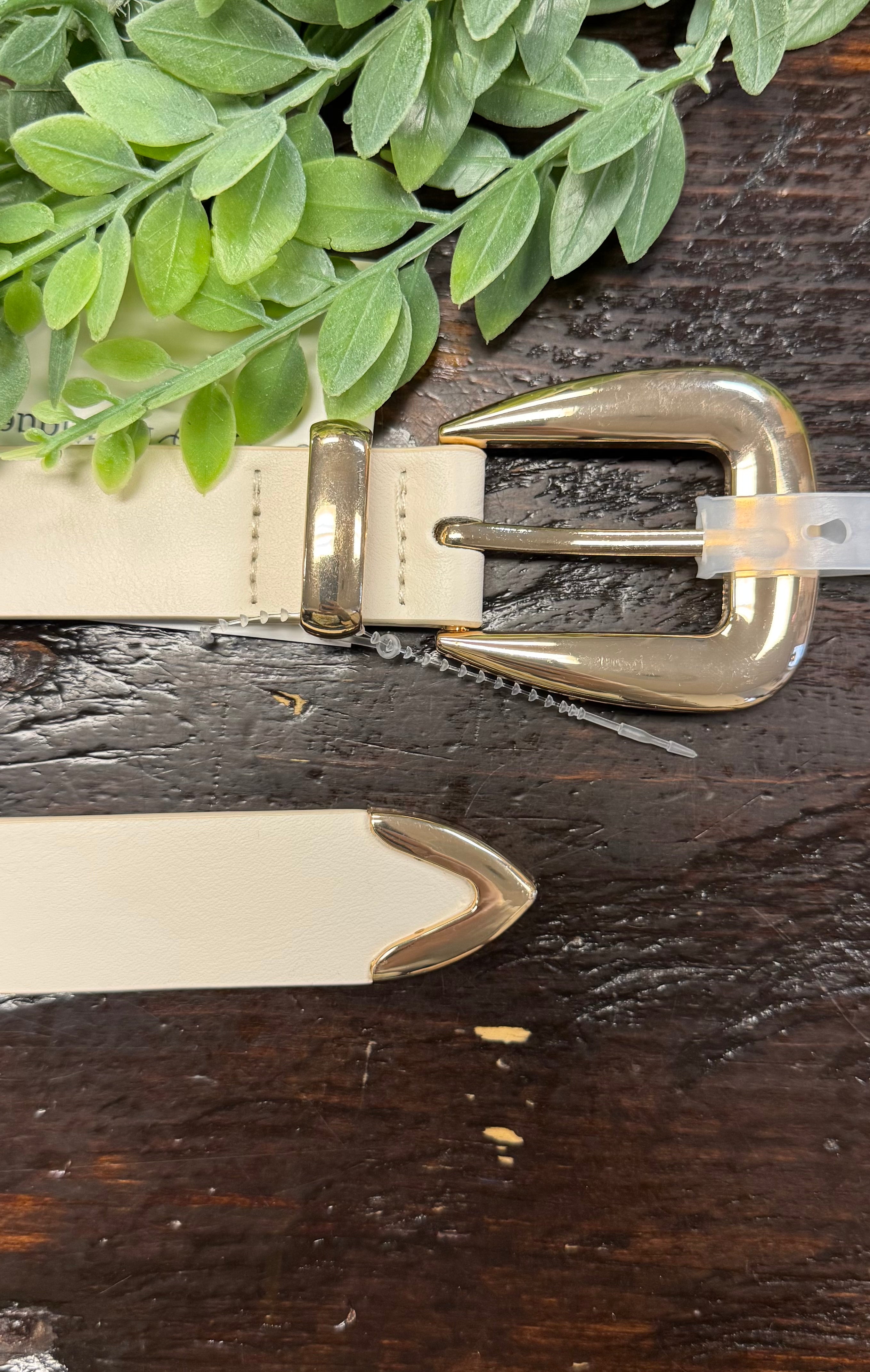 Smooth Belt-Ivory-Belts-Fame-The Silo Boutique, Women's Fashion Boutique Located in Warren and Grand Forks North Dakota
