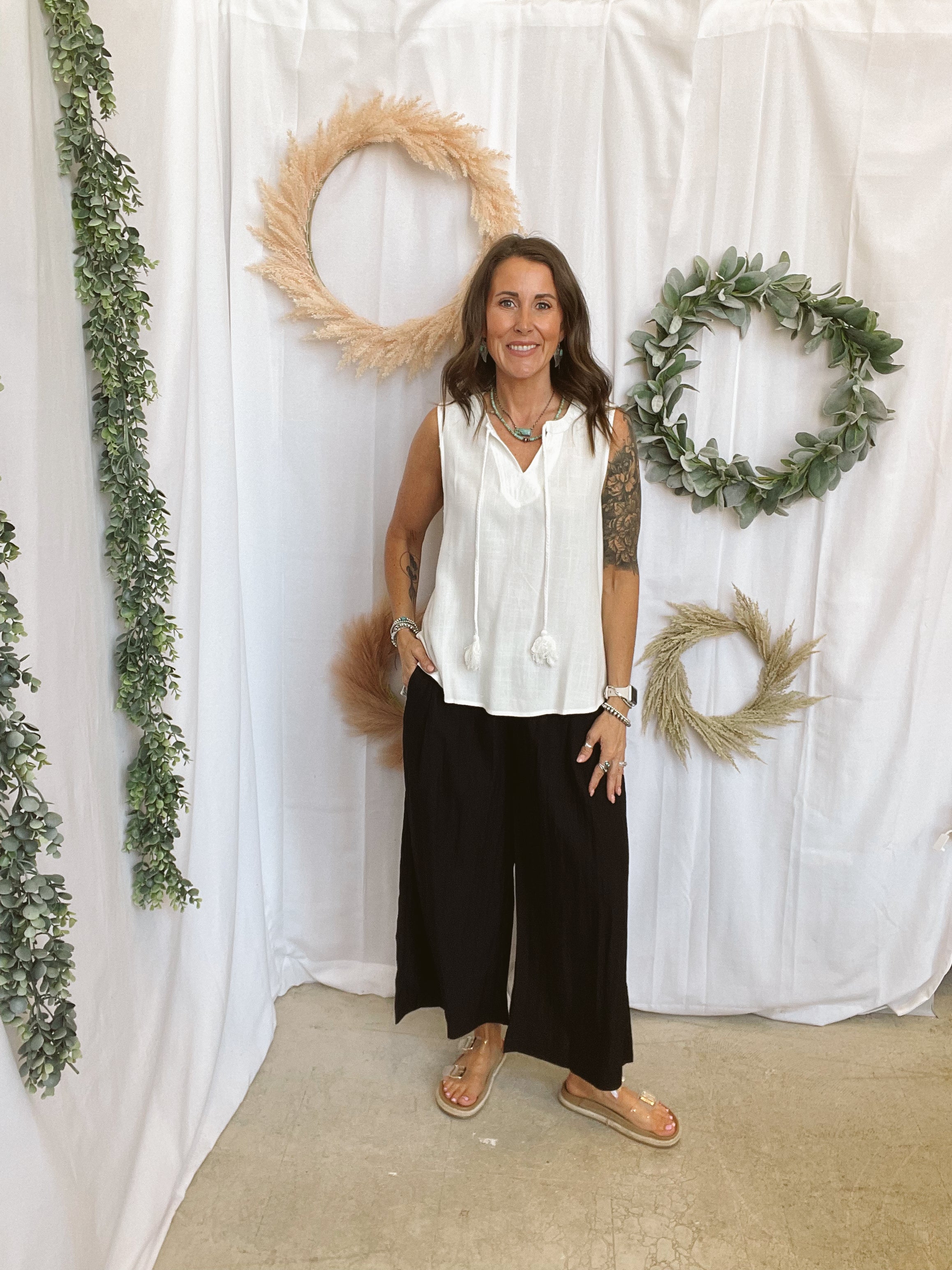 Crinkled Wide Leg Pants-Black-Pants-be cool-The Silo Boutique, Women's Fashion Boutique Located in Warren and Grand Forks North Dakota