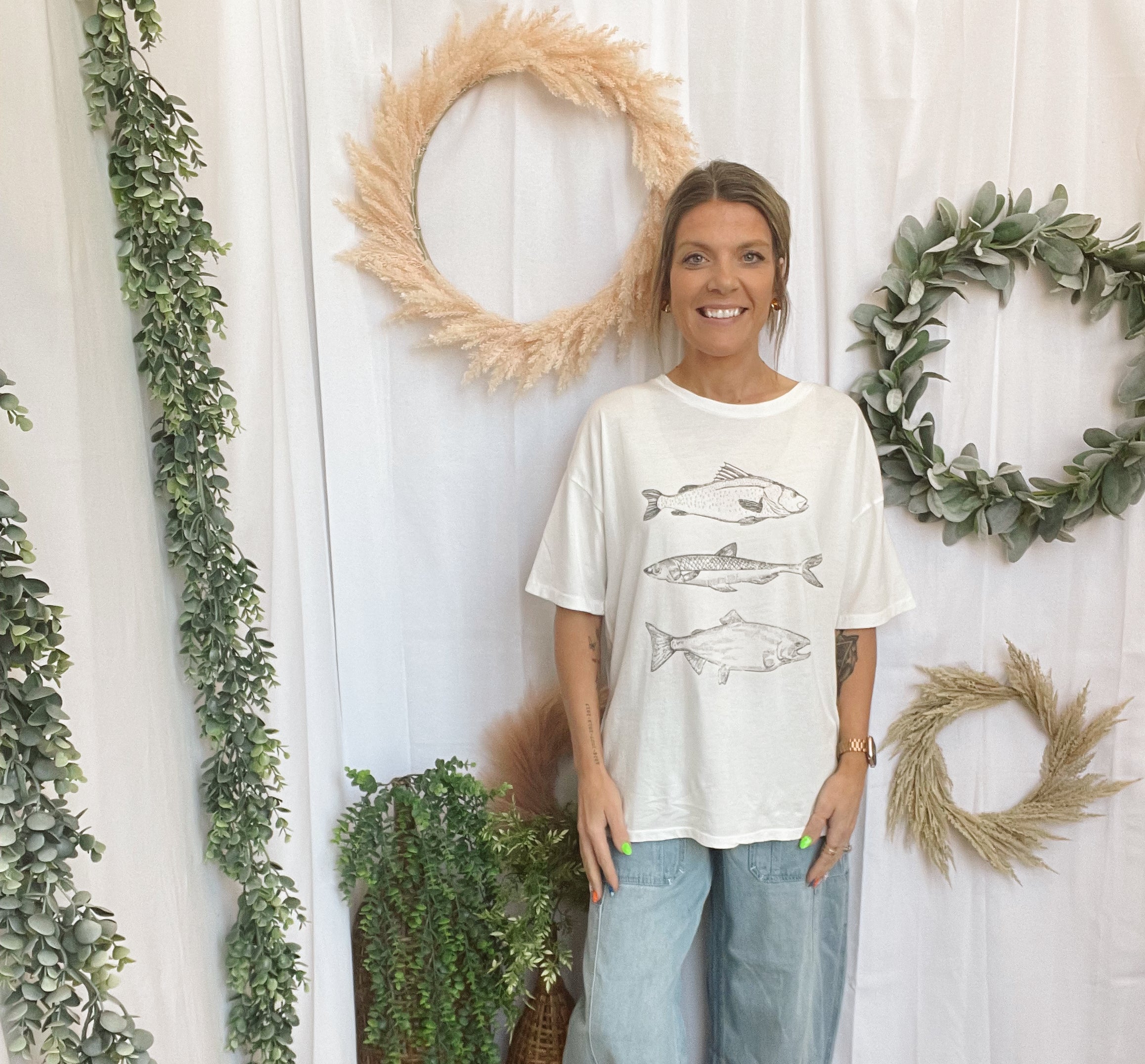 Three Fish Graphic Tee-Graphic Tees-promesa-The Silo Boutique, Women's Fashion Boutique Located in Warren and Grand Forks North Dakota