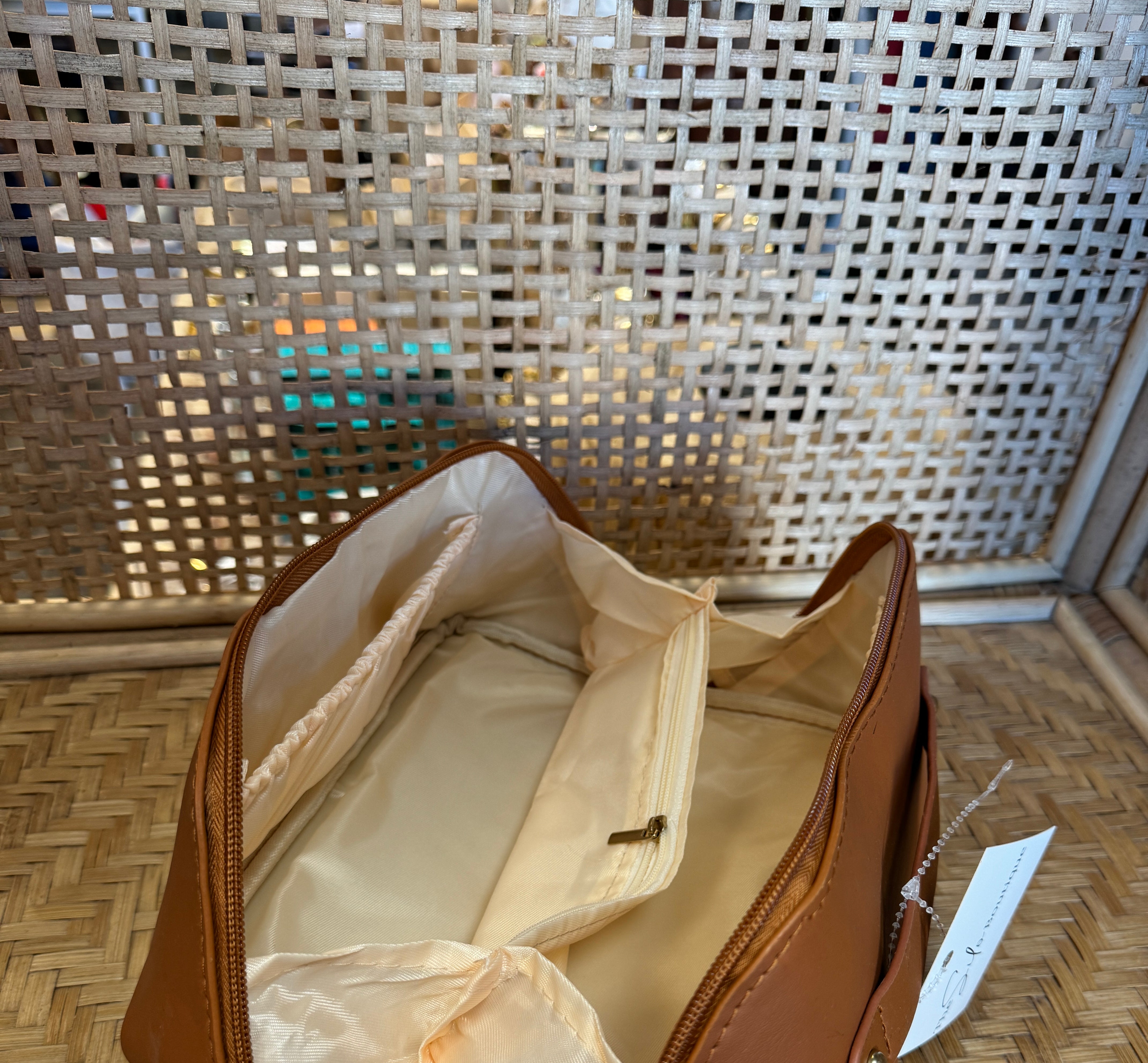 Faux Leather Open Flat Cosmetic Bags-Cosmetic Bags-joss-The Silo Boutique, Women's Fashion Boutique Located in Warren and Grand Forks North Dakota
