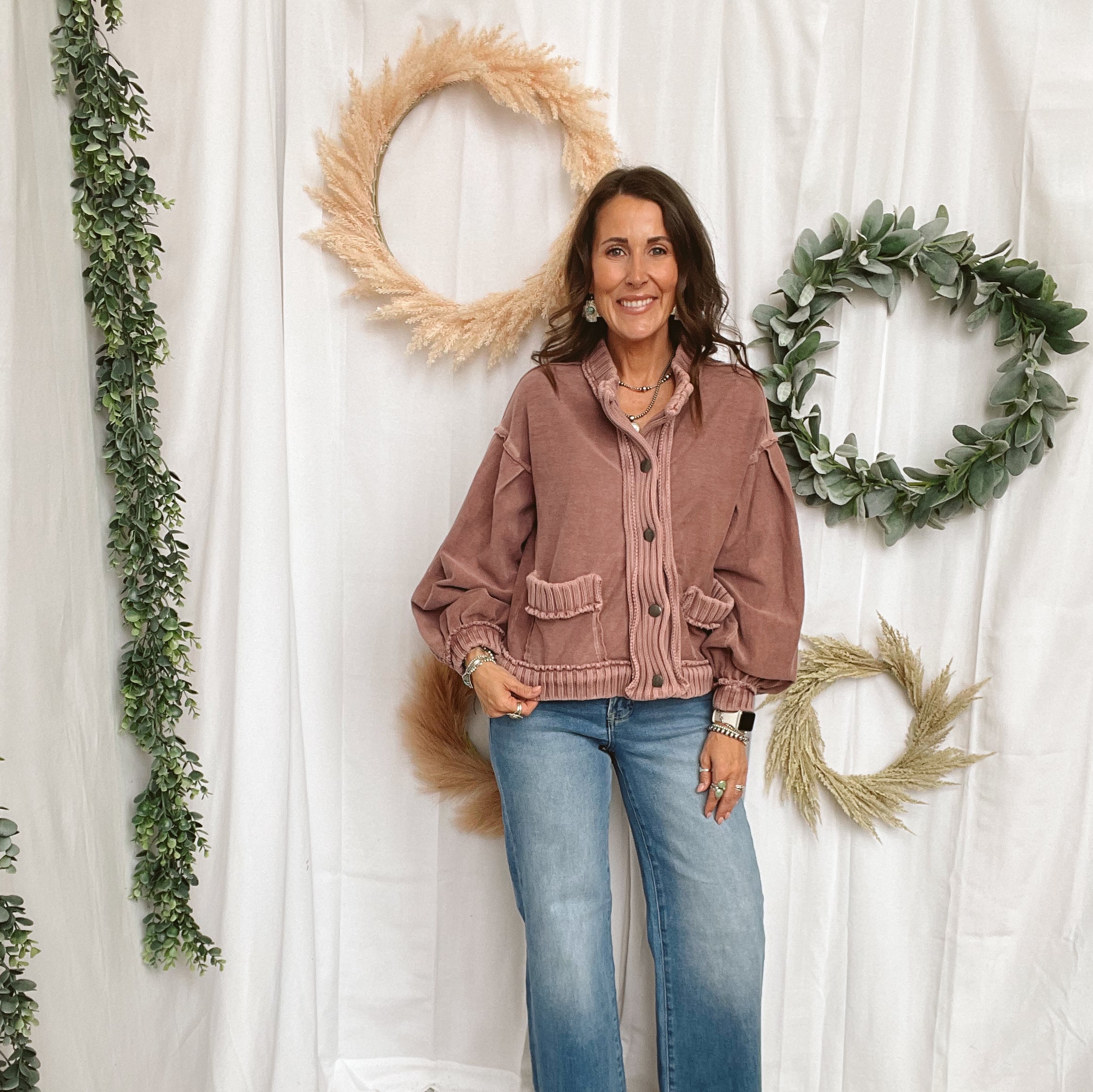 Lov Vintage Cardigan-Mauve-Cardigans-lovlov-The Silo Boutique, Women's Fashion Boutique Located in Warren and Grand Forks North Dakota