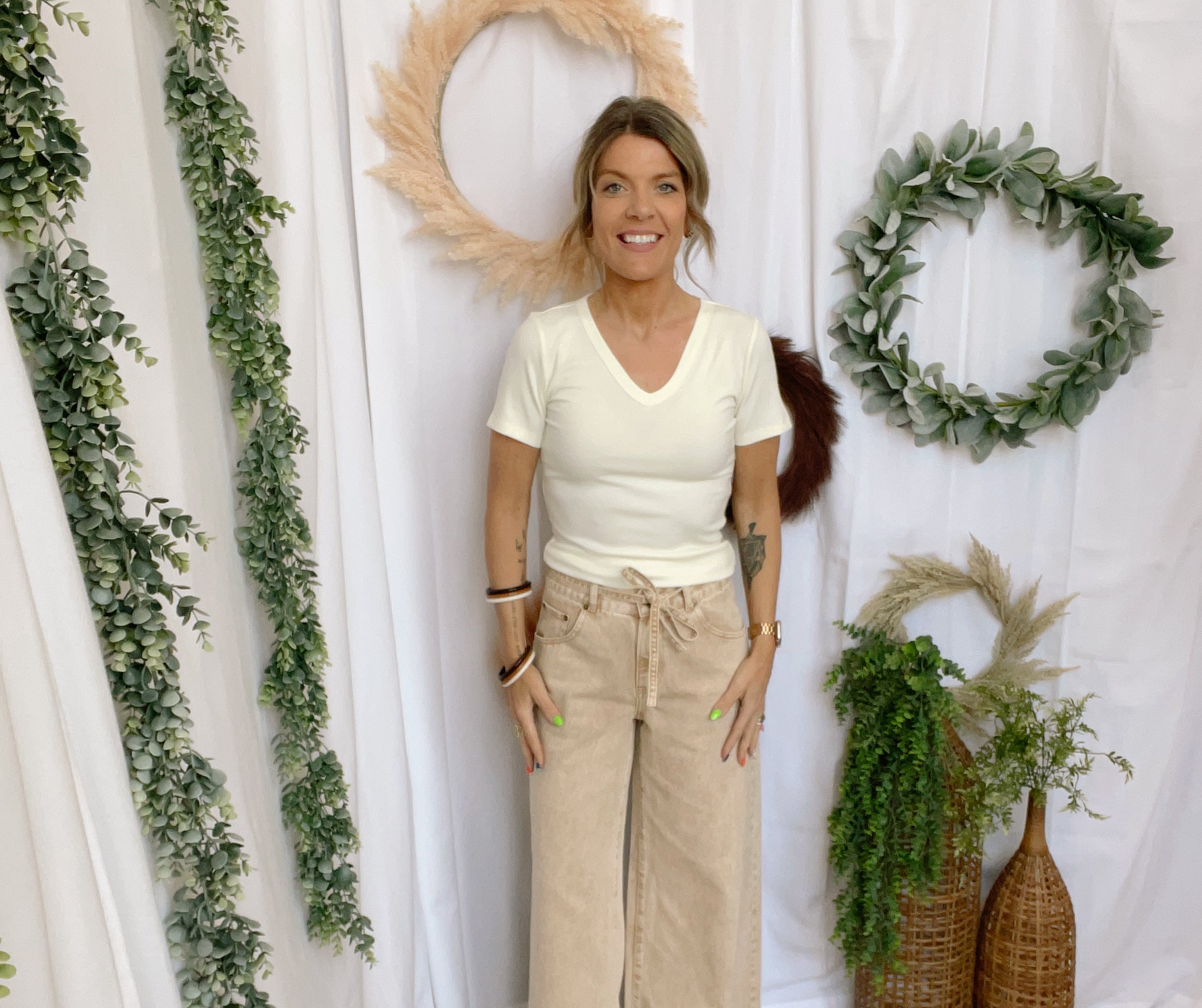 Beige Washed Color Jeans-Jeans-miou muse-The Silo Boutique, Women's Fashion Boutique Located in Warren and Grand Forks North Dakota