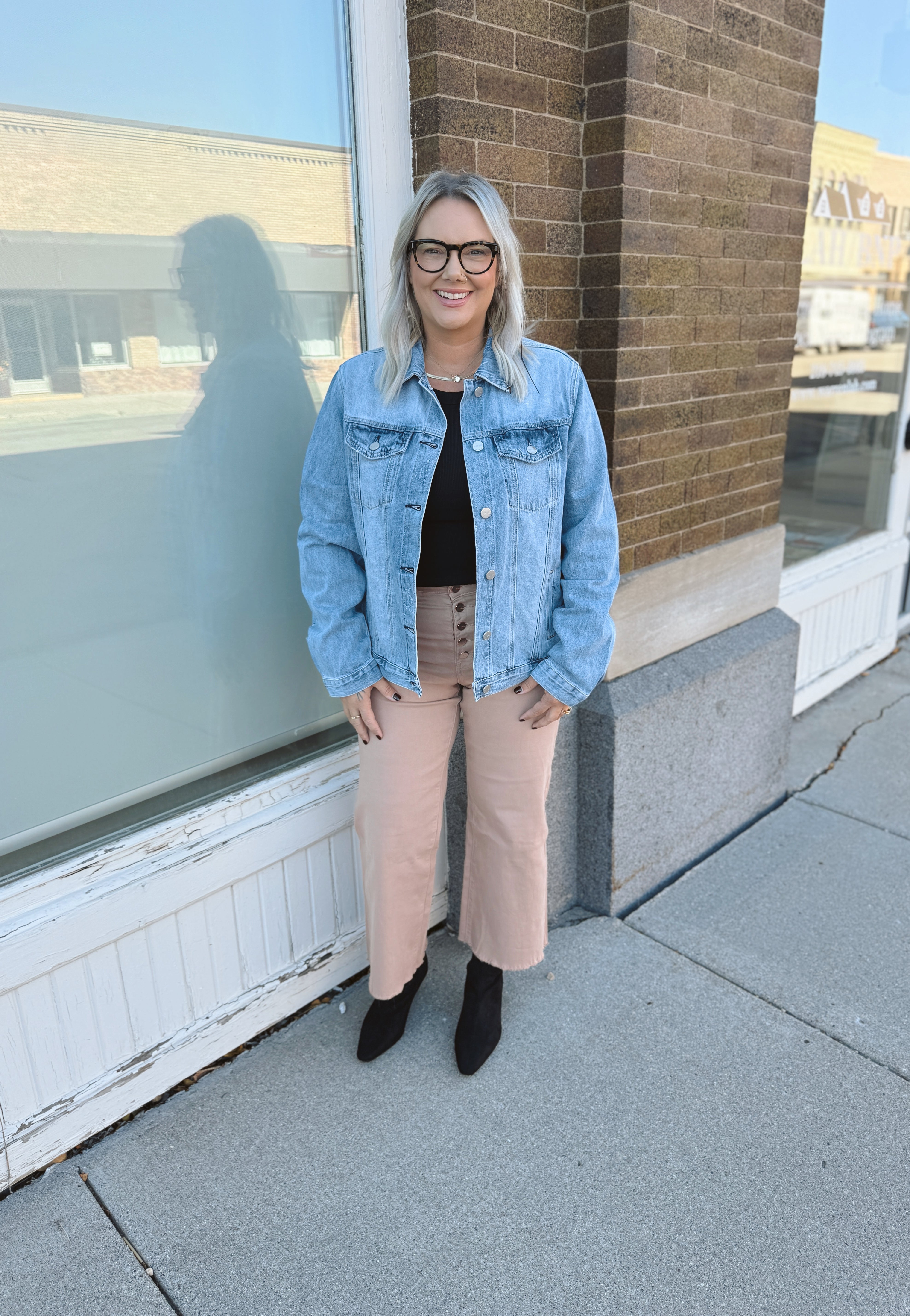 Risen Medium Wash Relaxed Vintage Denim Jacket-Coats & Jackets-risen-The Silo Boutique, Women's Fashion Boutique Located in Warren and Grand Forks North Dakota