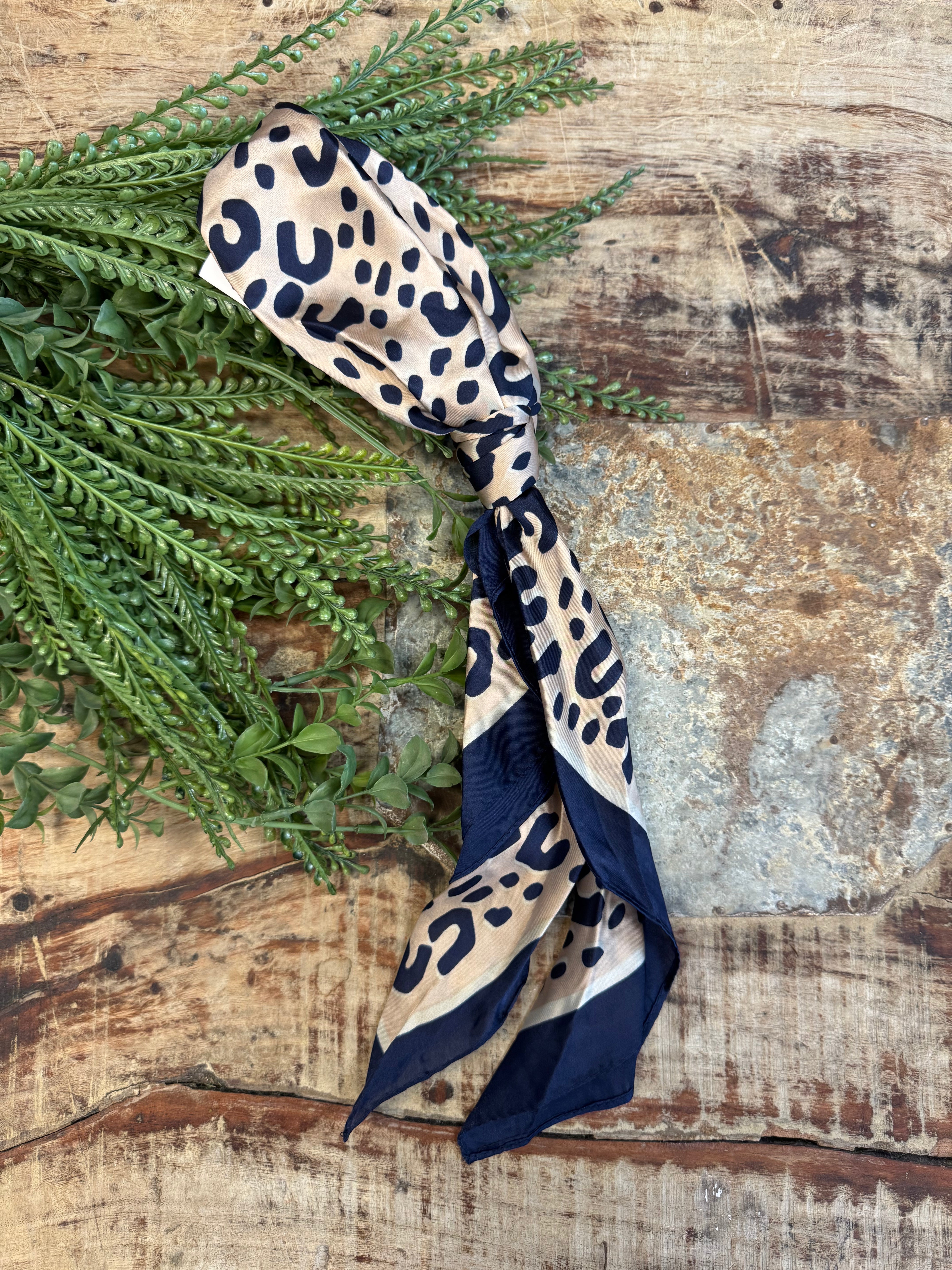 Olivia Moss Scarf-Navy Leopard-Scarf-dm-The Silo Boutique, Women's Fashion Boutique Located in Warren and Grand Forks North Dakota