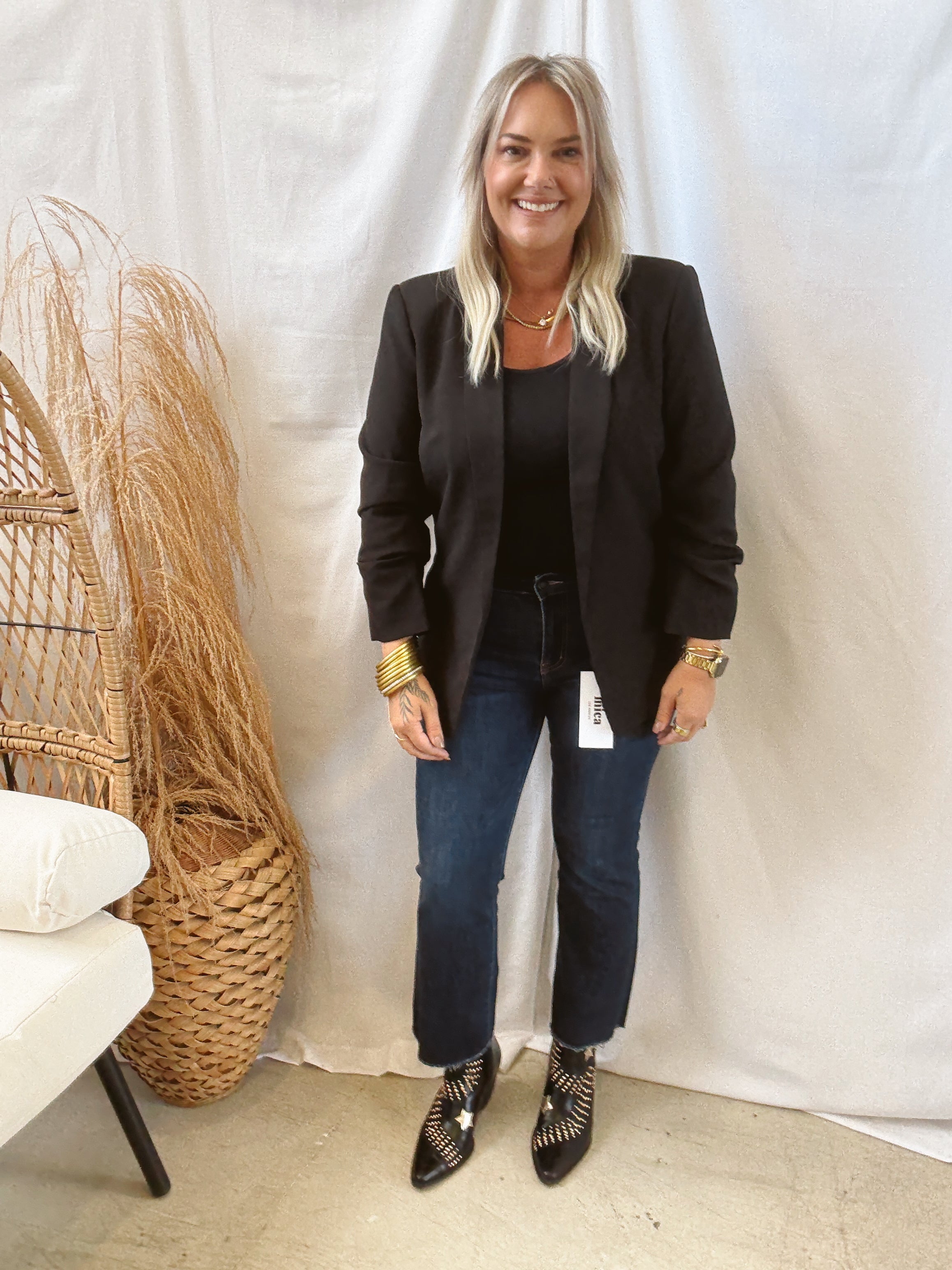 Mica Dark Blue Boot Crop Jeans-Final Sale-Jeans-mica-The Silo Boutique, Women's Fashion Boutique Located in Warren and Grand Forks North Dakota