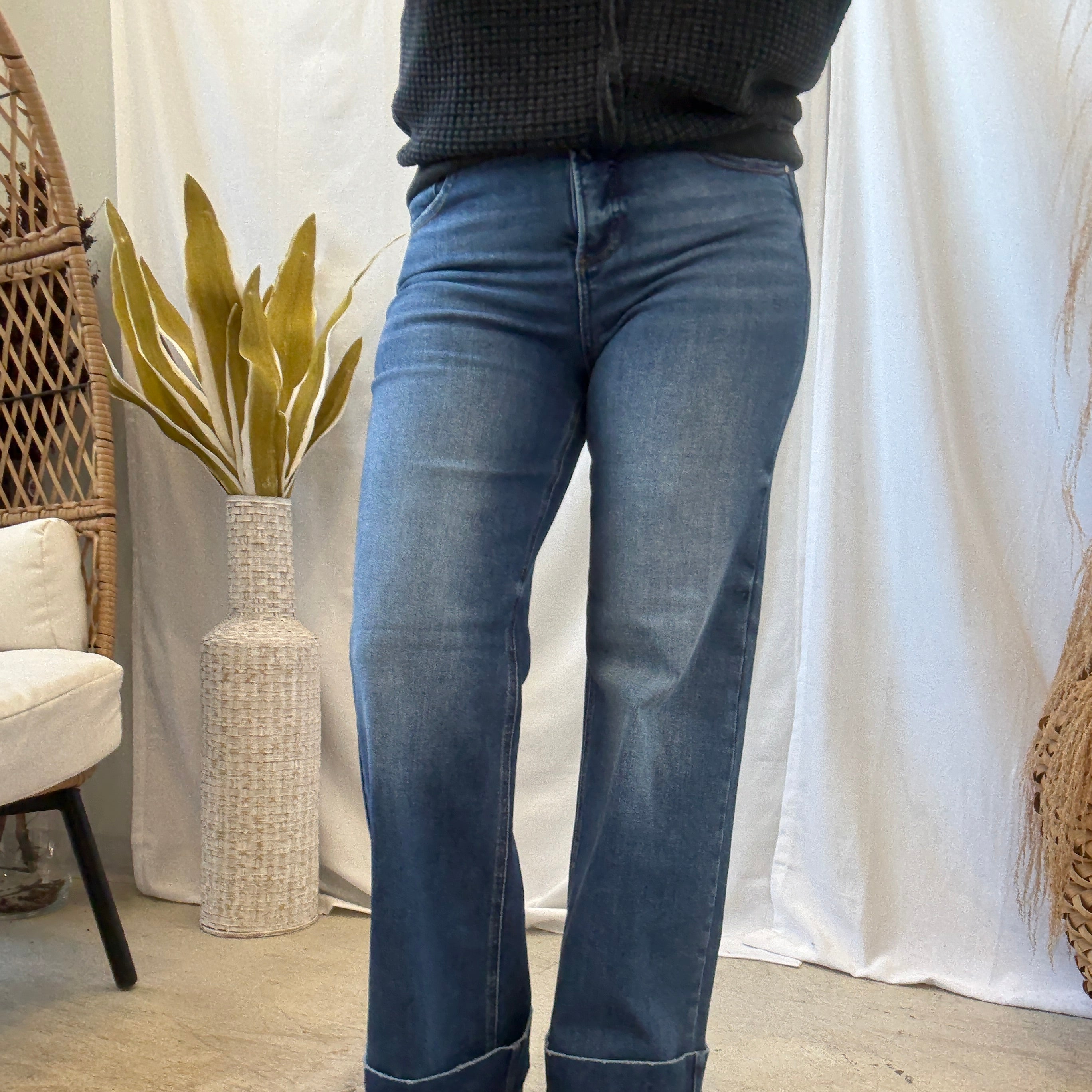 Risen Wide Leg Cuff Jeans-Final Sale-Jeans-risen-The Silo Boutique, Women's Fashion Boutique Located in Warren and Grand Forks North Dakota