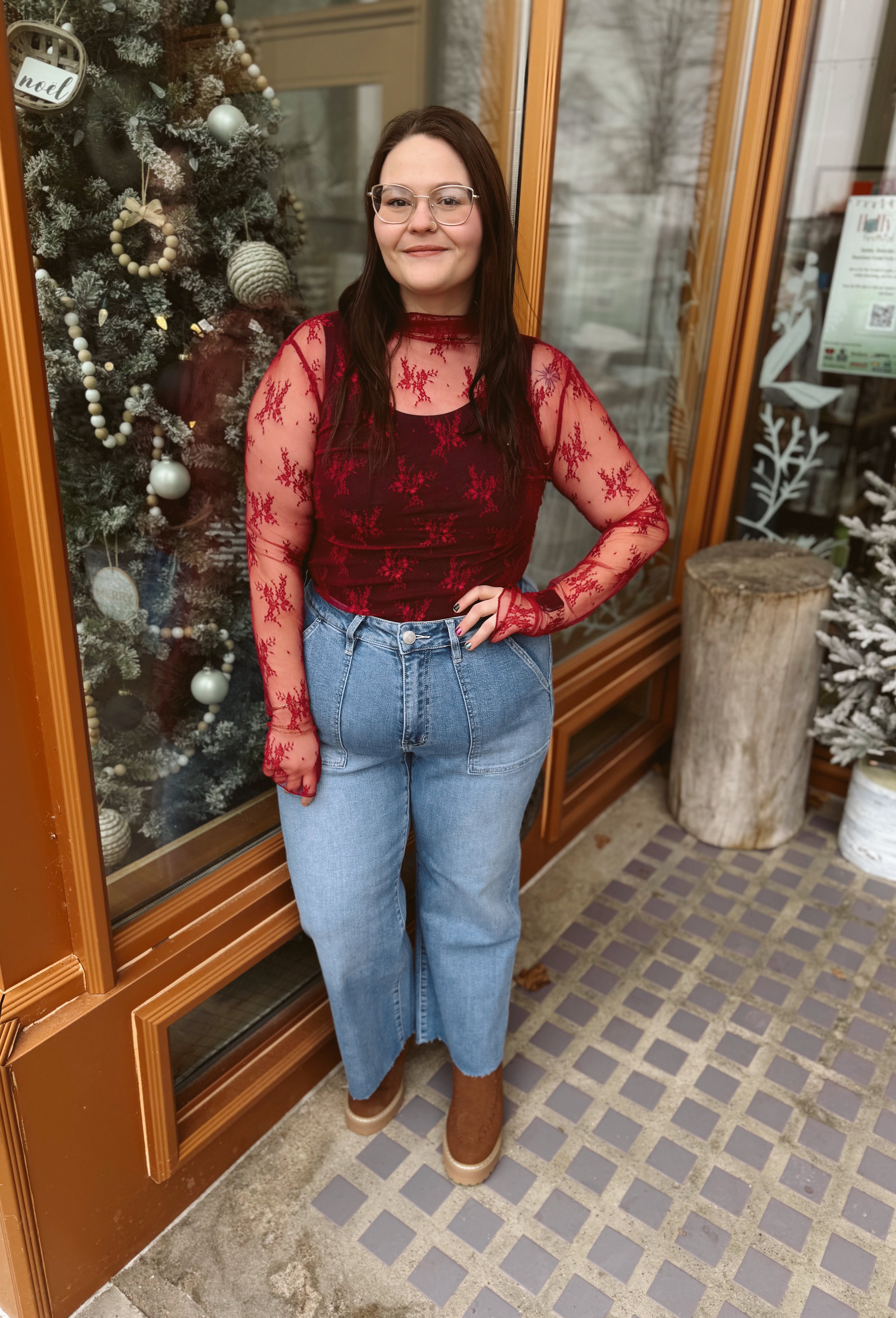 So Sweet Lace Long Sleeve Top-Long Sleeve Tops-sweet genisis-The Silo Boutique, Women's Fashion Boutique Located in Warren and Grand Forks North Dakota