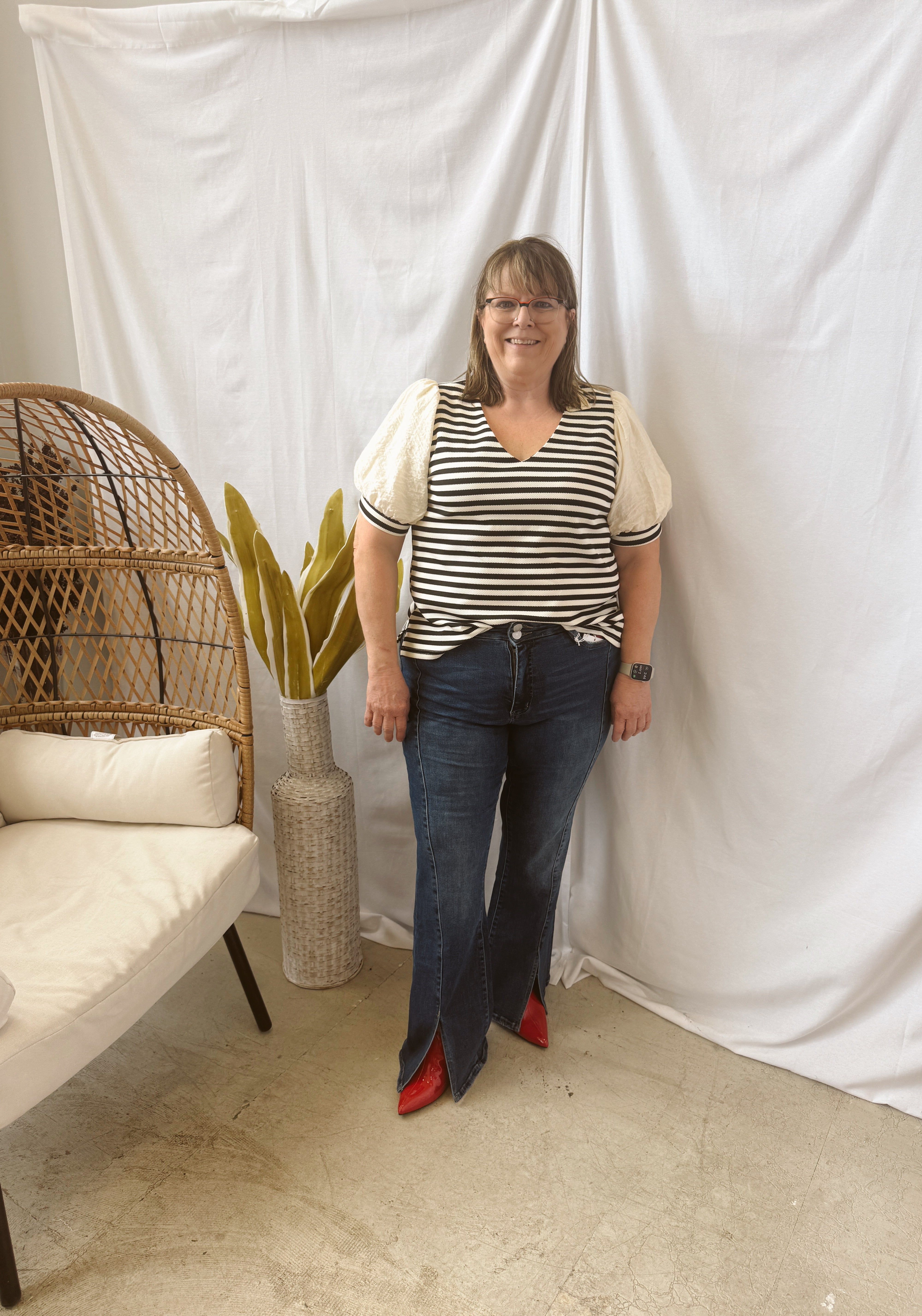 Lovervet Shimmeringly Flare Slit Jeans-Final Sale-Jeans-lovervet-The Silo Boutique, Women's Fashion Boutique Located in Warren and Grand Forks North Dakota