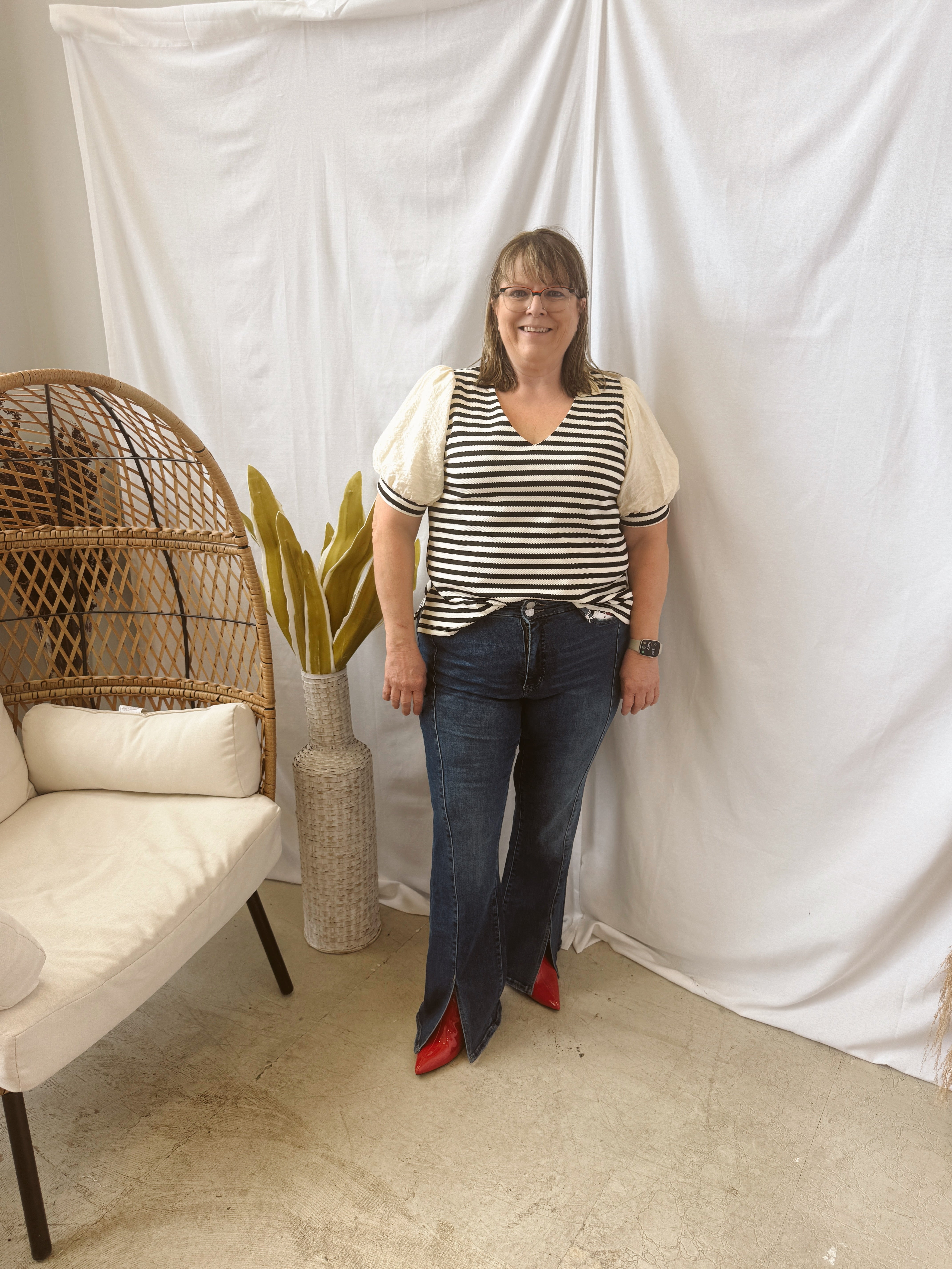 Lovervet Shimmeringly Flare Slit Jeans-Jeans-lovervet-The Silo Boutique, Women's Fashion Boutique Located in Warren and Grand Forks North Dakota