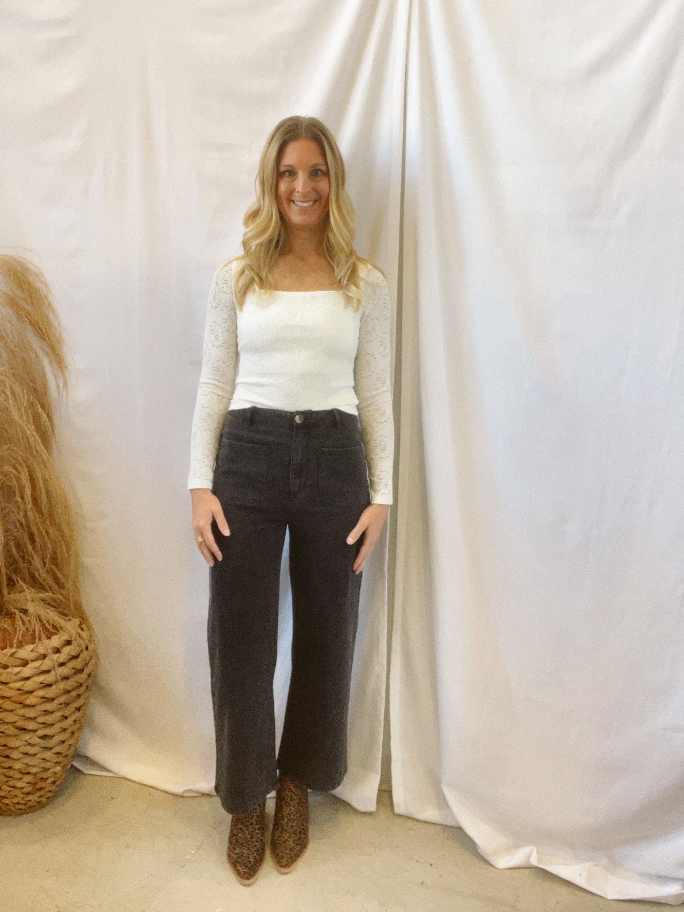 Allie Long Sleeve Square Neck Lace Top-Off White-Long Sleeve Tops-allie Rose-The Silo Boutique, Women's Fashion Boutique Located in Warren and Grand Forks North Dakota