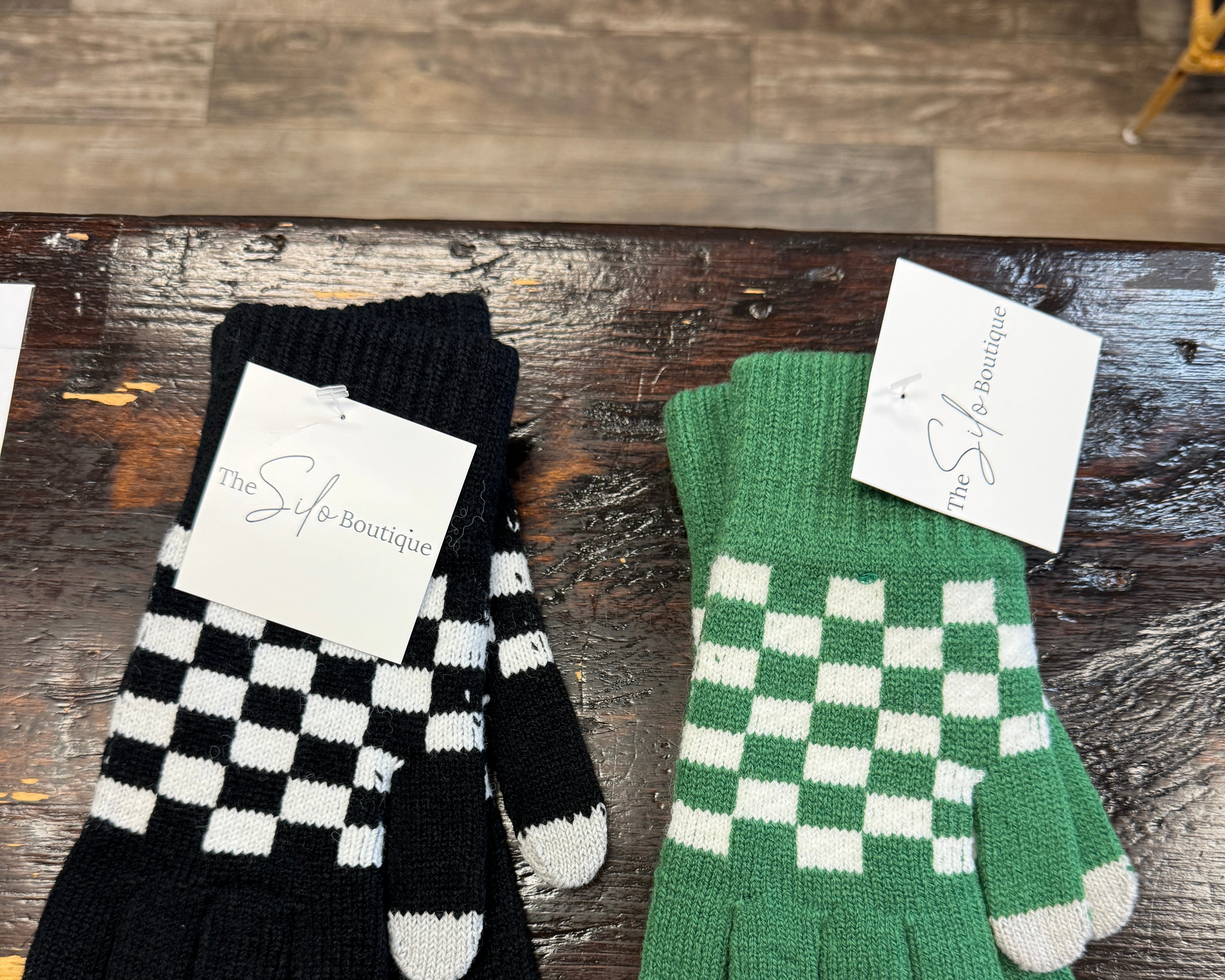 Checkered Finger Gloves-Gloves & Mittens-joss-The Silo Boutique, Women's Fashion Boutique Located in Warren and Grand Forks North Dakota