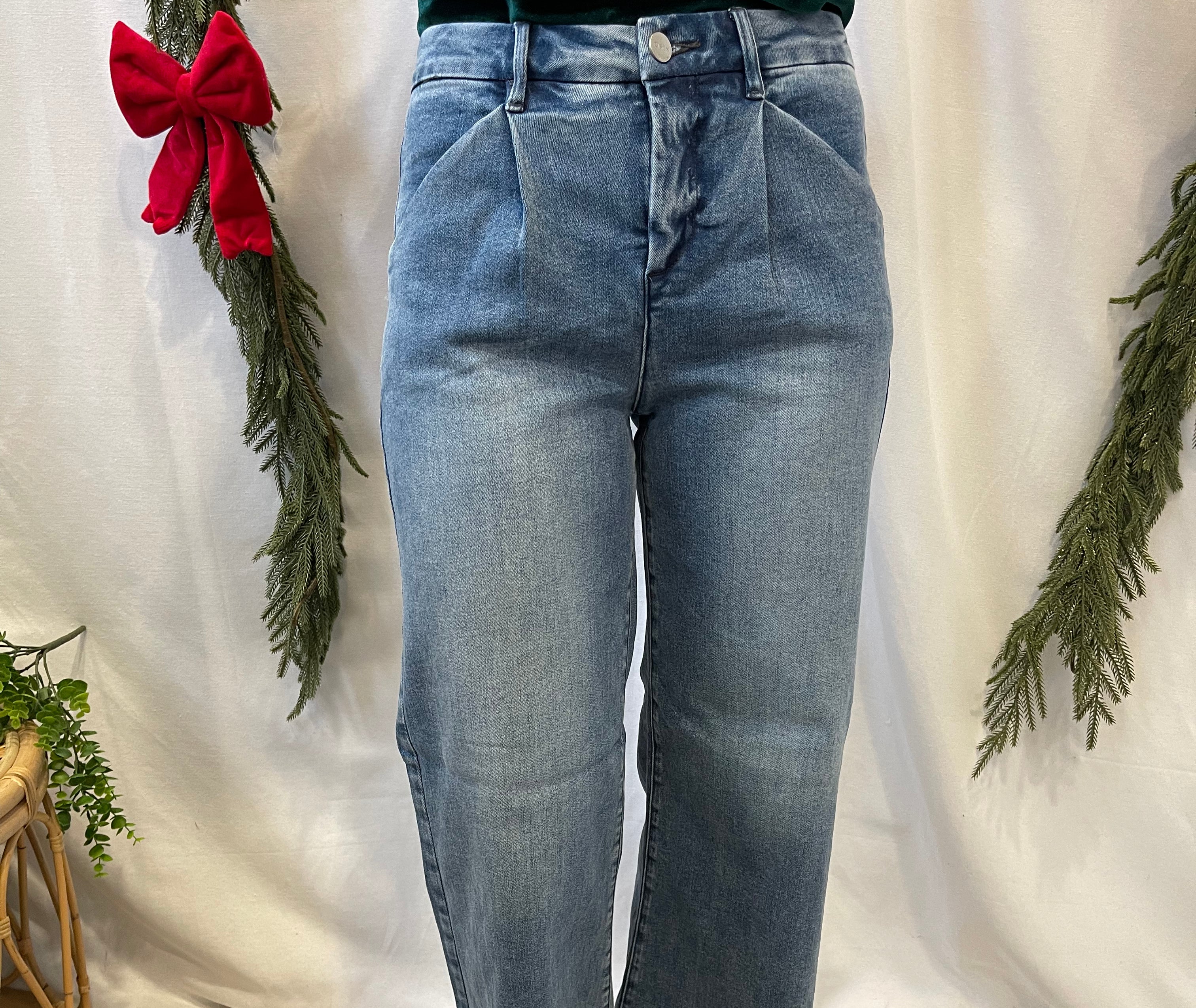 Risen Wide Leg Pleated Jeans-Jeans-risen-The Silo Boutique, Women's Fashion Boutique Located in Warren and Grand Forks North Dakota